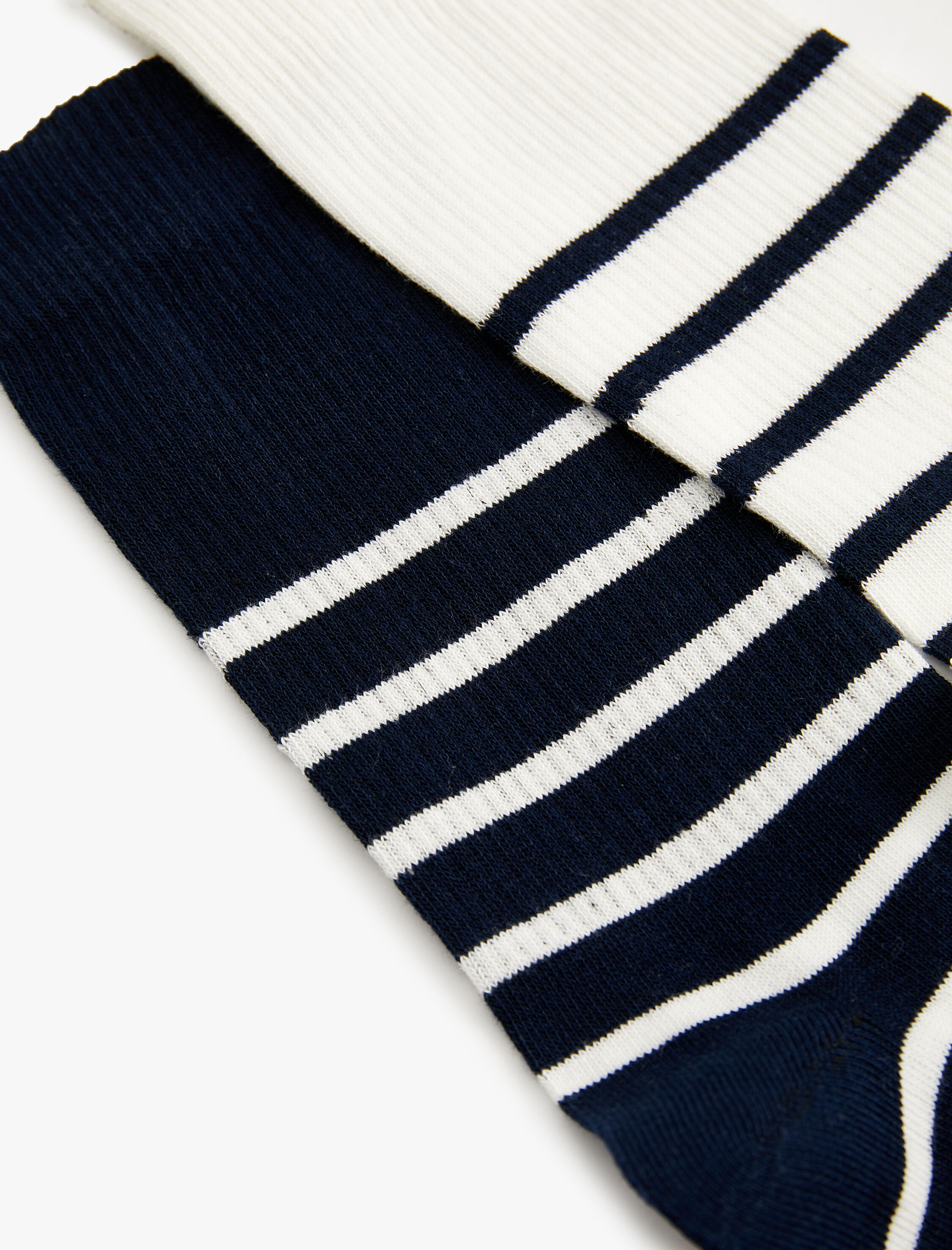  Erkek Çizgili Soket Çorap Seti 2'li Çok Renkli