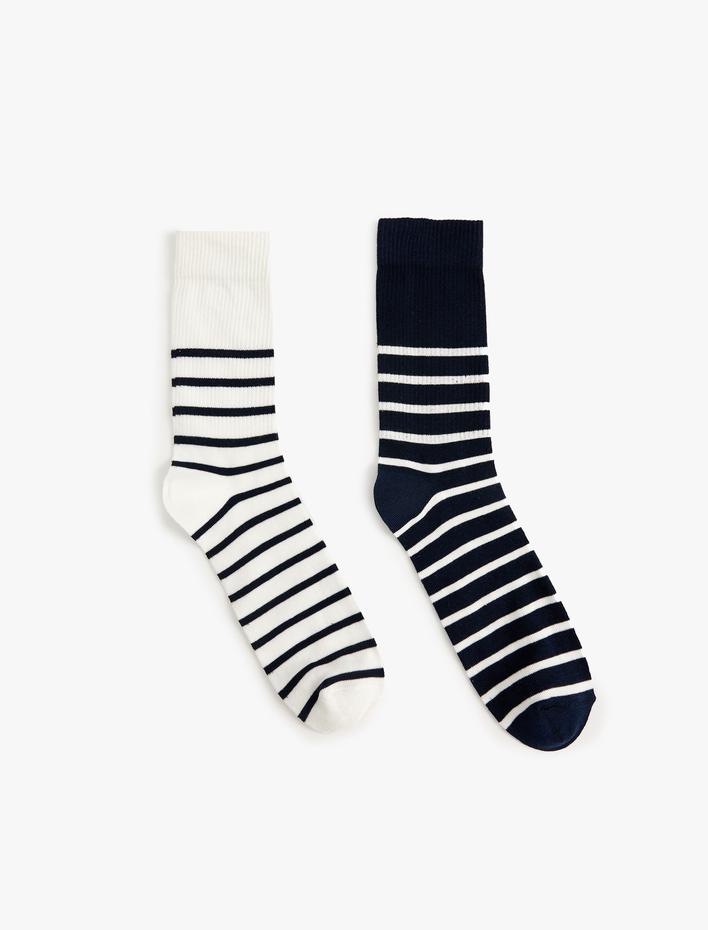 Erkek Çizgili Soket Çorap Seti 2'li Çok Renkli