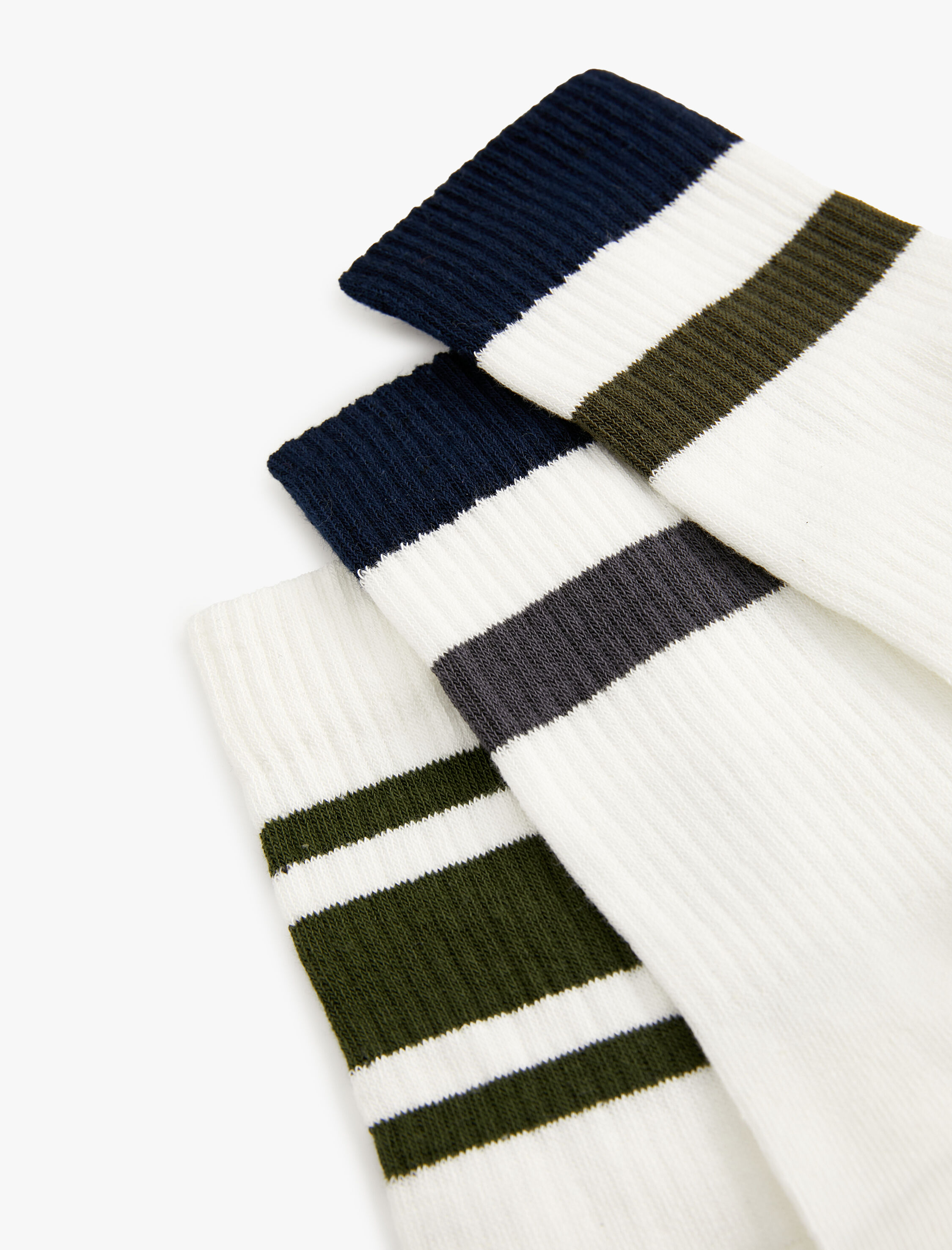  Erkek Tenis Çorabı 3'lü Şerit Desenli