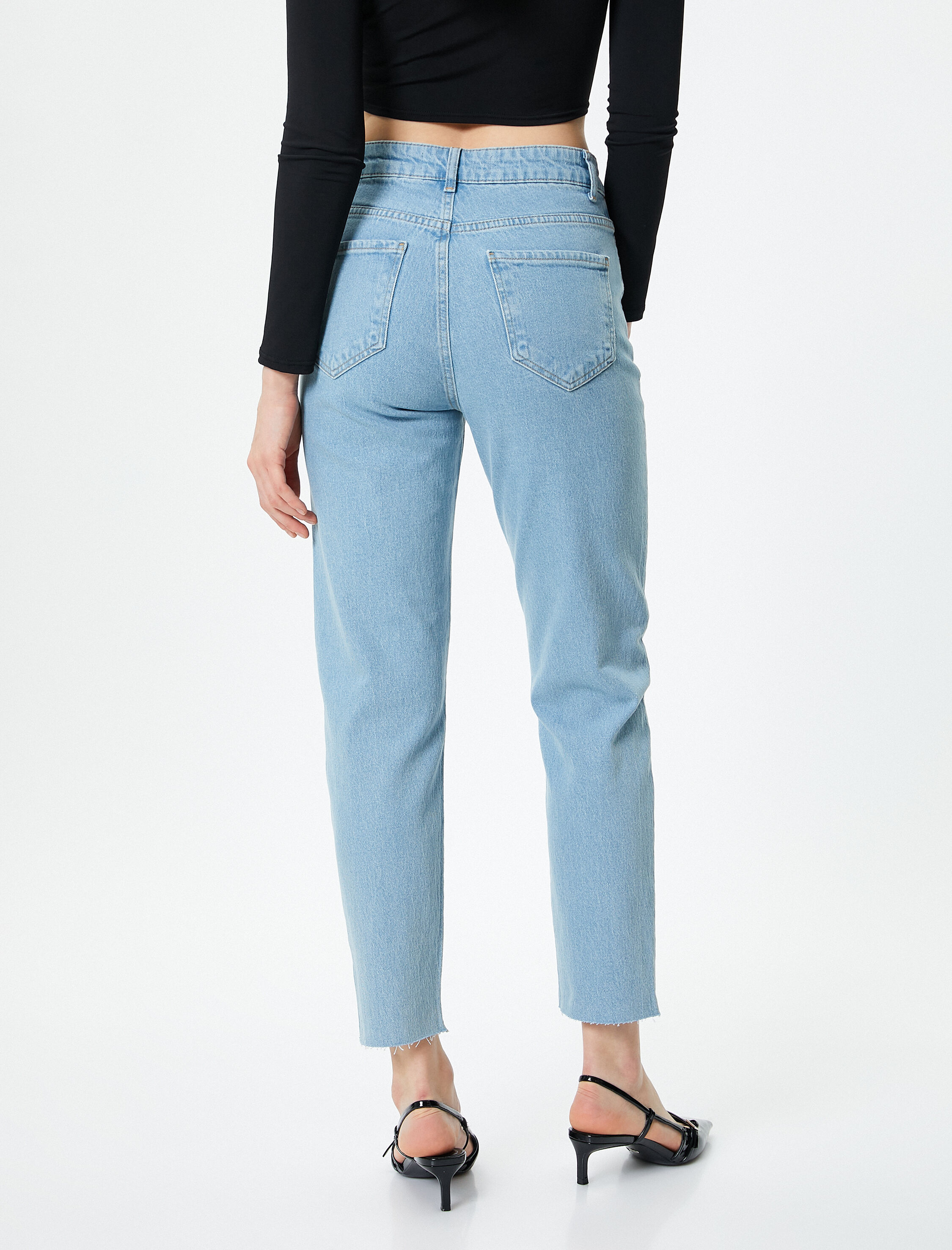   Mom Fit Kot Pantolon Rahat Kesim Hafif Dar Paça - Mom Jean