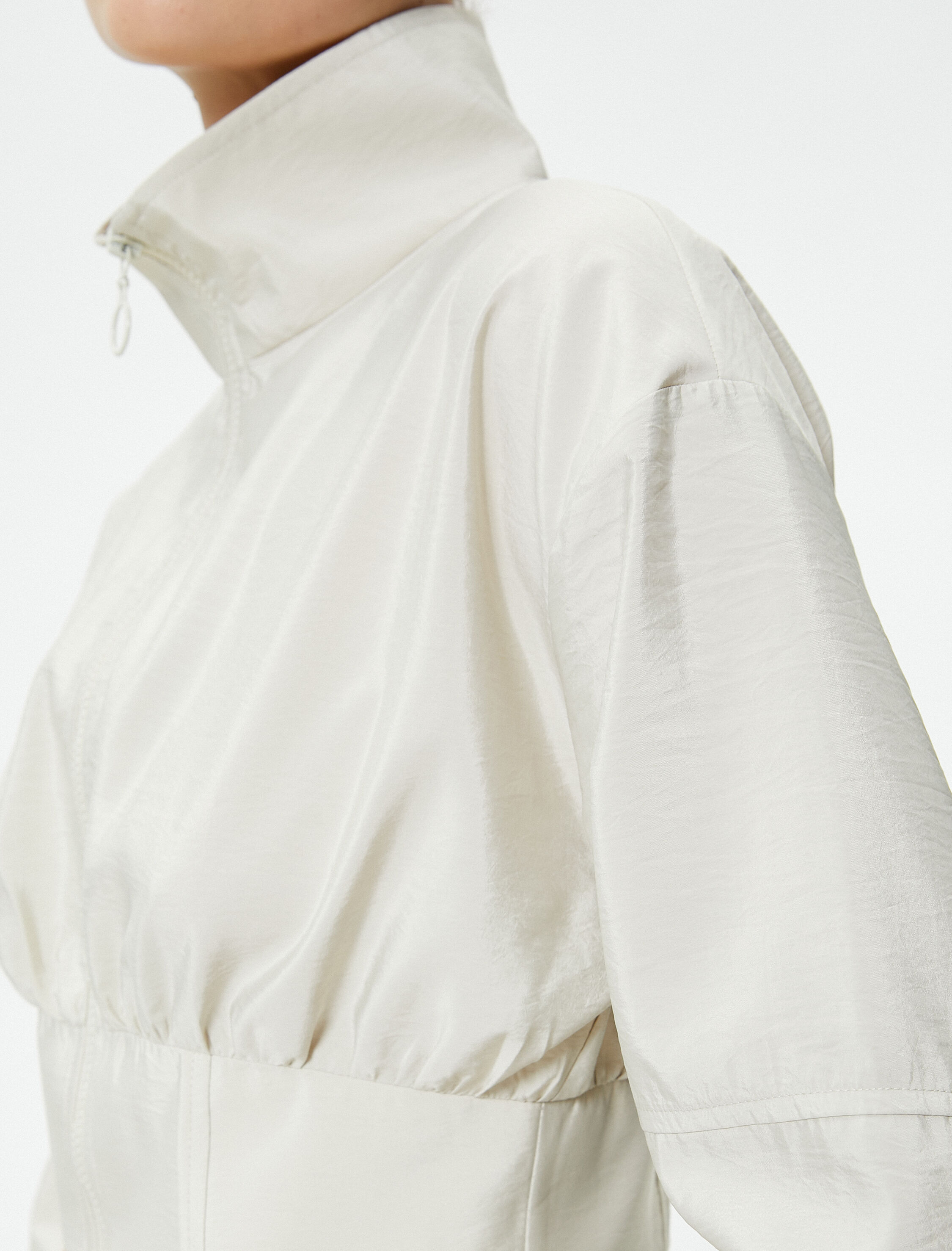   Crop Bomber Ceket Fermuarlı Dik Yaka