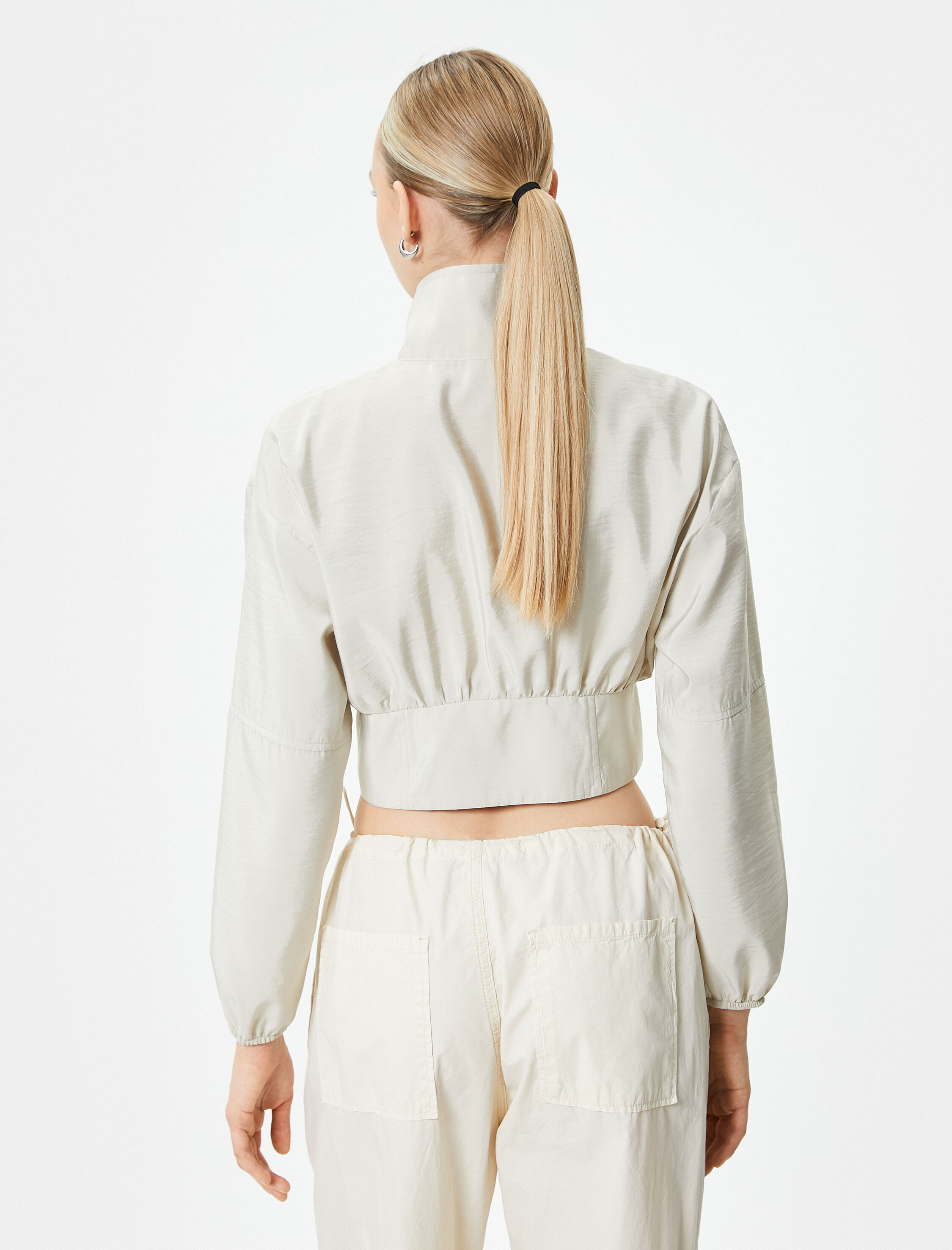   Crop Bomber Ceket Fermuarlı Dik Yaka