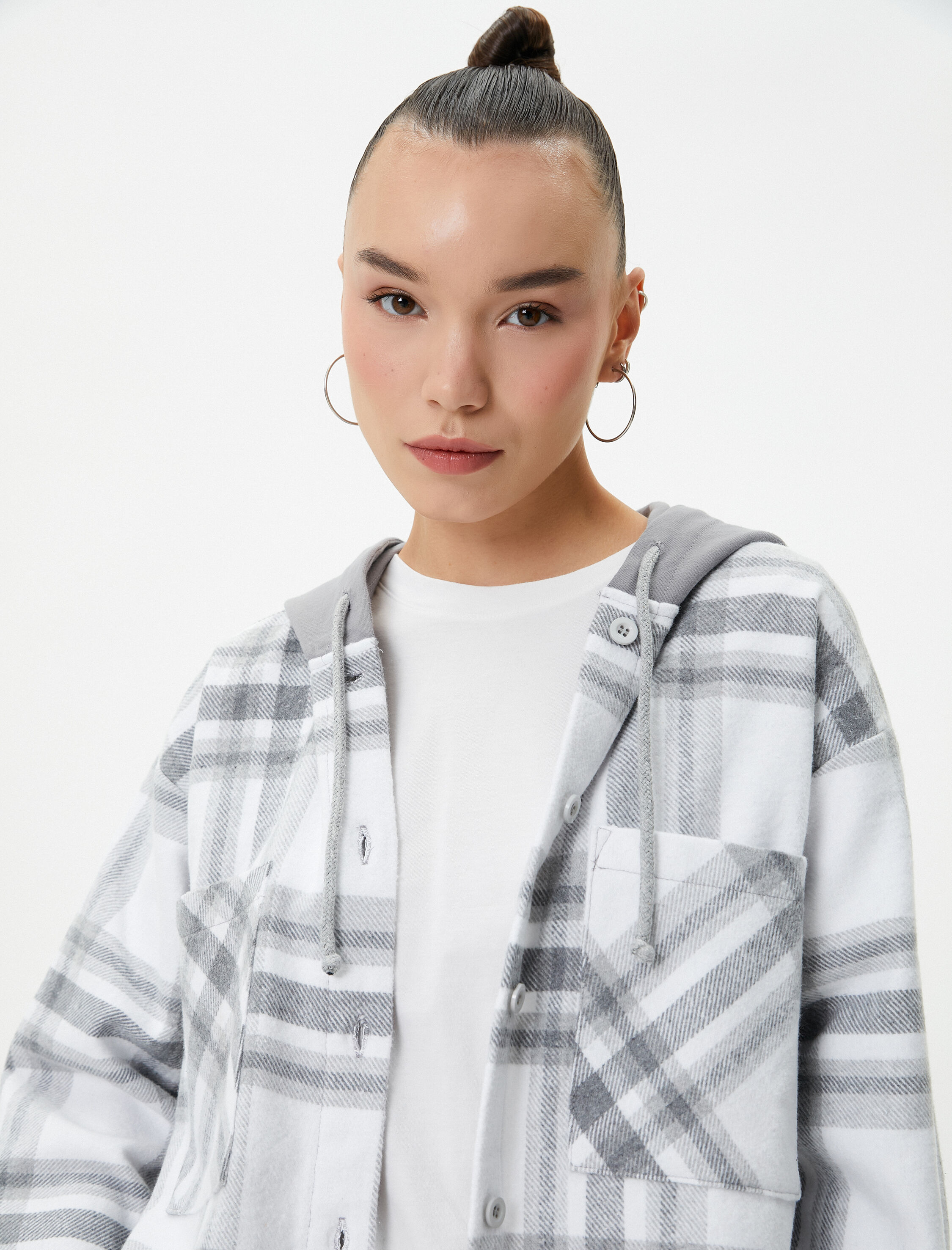   Oduncu Gömlek Ceket Oversize Kapüşonlu Cepli Çift Kumaş