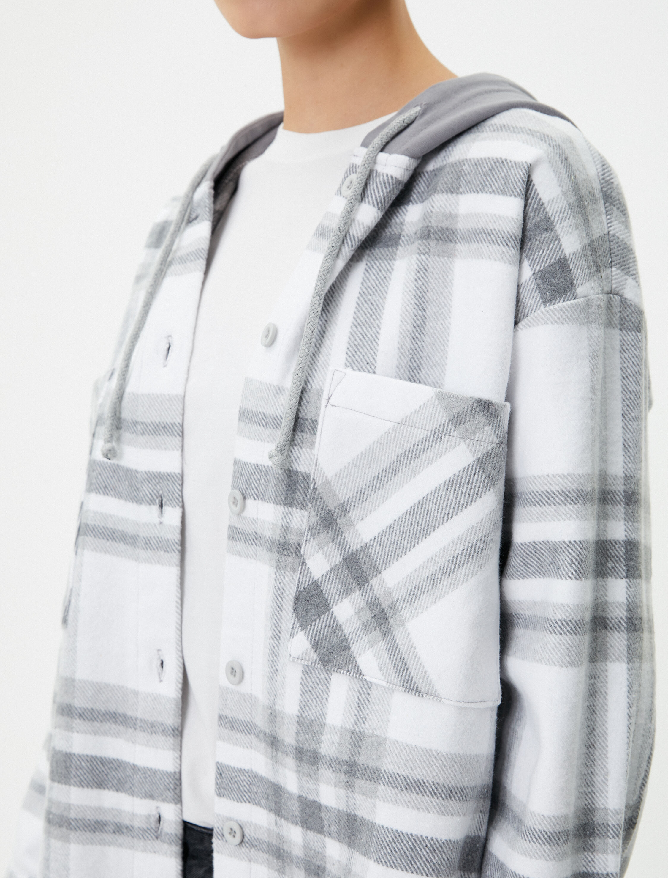   Oduncu Gömlek Ceket Oversize Kapüşonlu Cepli Çift Kumaş