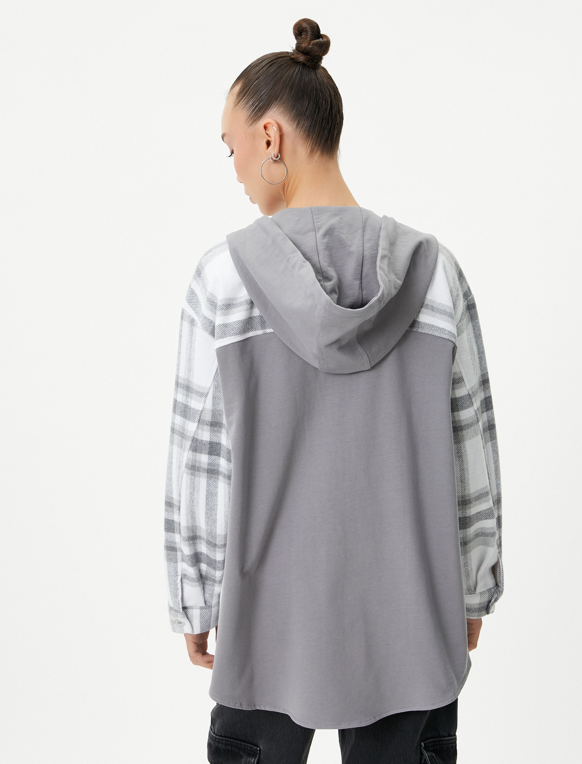   Oduncu Gömlek Ceket Oversize Kapüşonlu Cepli Çift Kumaş