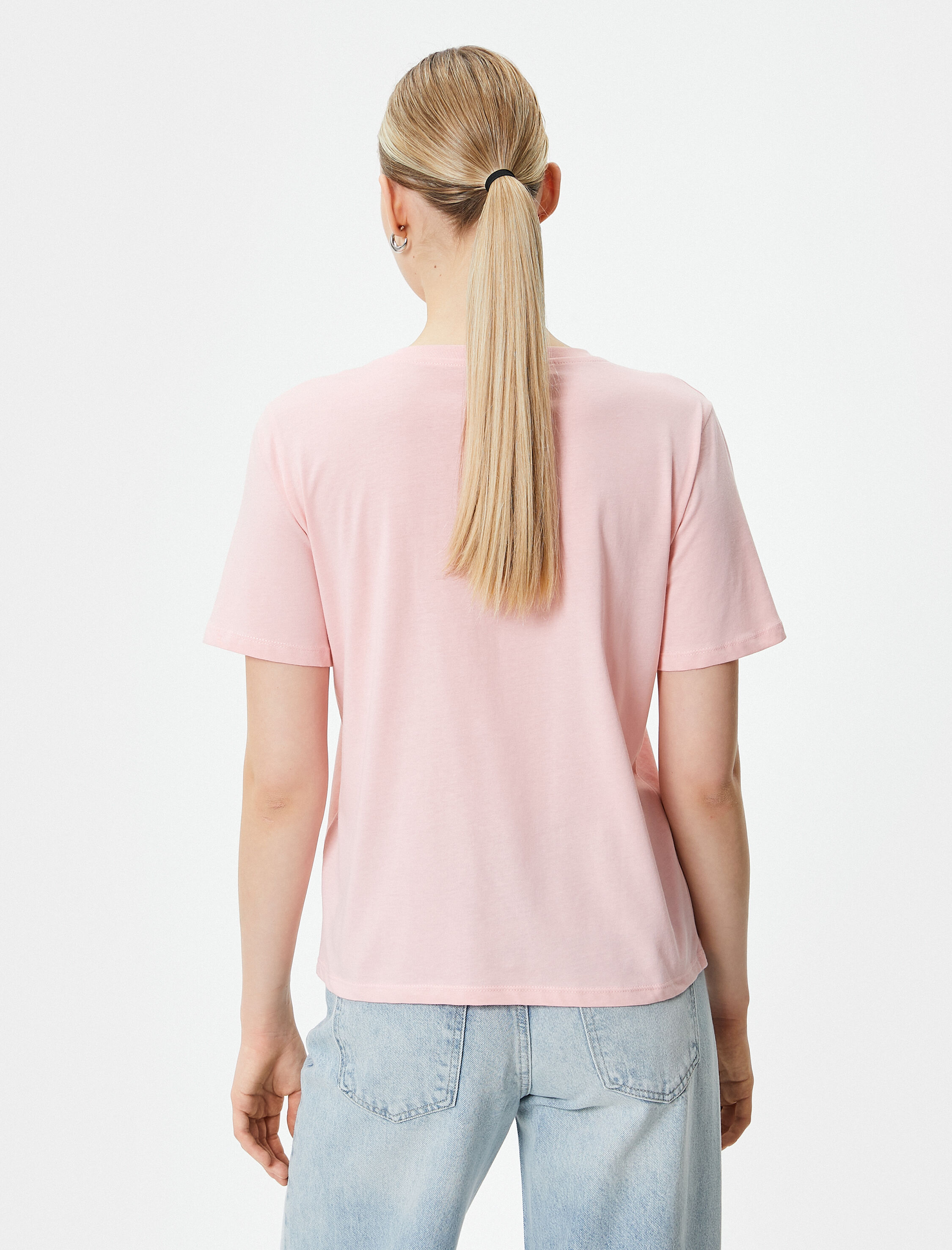   Bisiklet Yaka Tişört Kısa Kollu Pamuklu