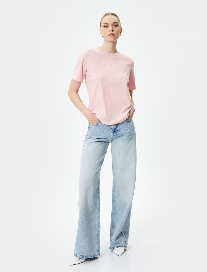  Bisiklet Yaka Tişört Kısa Kollu Pamuklu