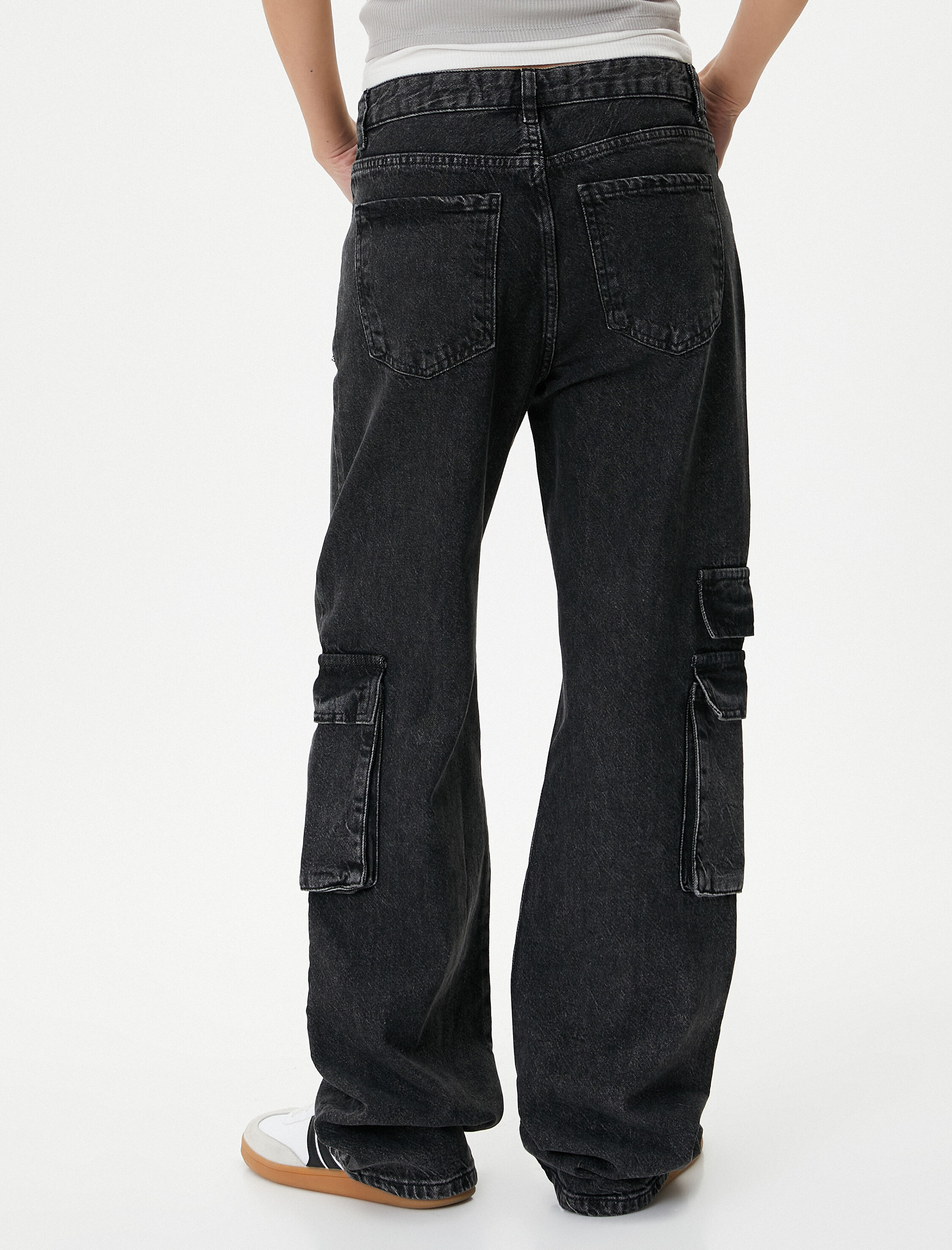 Straight Jean Kargo Kot Pantolon Geniş Düz Paça Cepli Pamuklu - Nora Jean