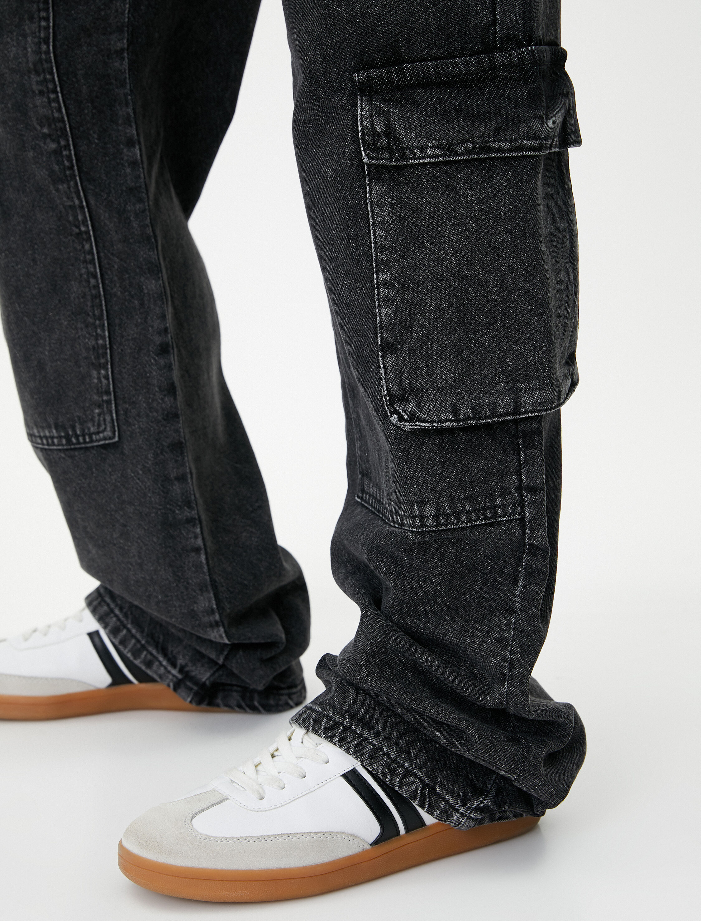 Straight Jean Kargo Kot Pantolon Geniş Düz Paça Cepli Pamuklu - Nora Jean