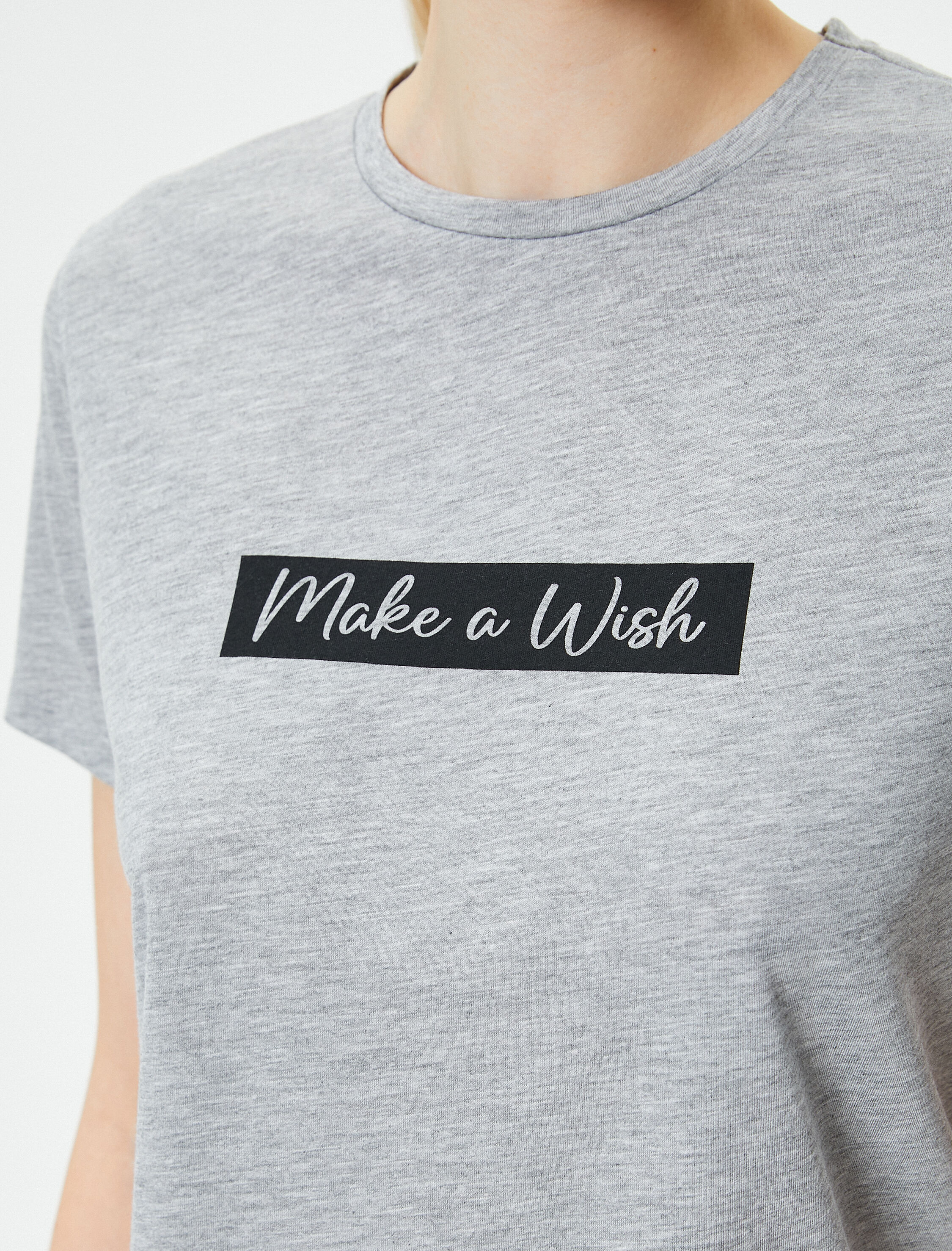   Slogan Baskılı Tişört Kısa Kollu Bisiklet Yaka