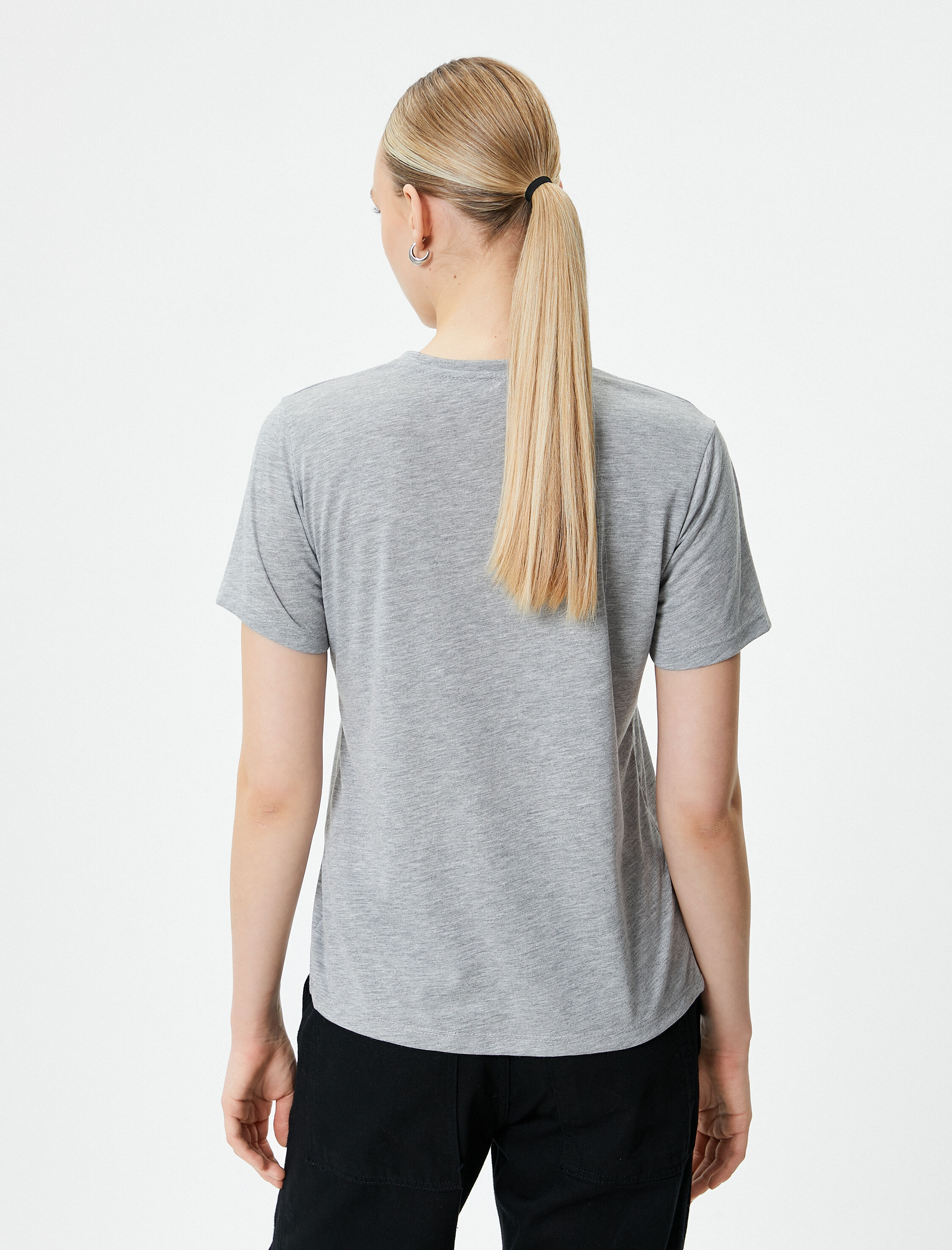   Slogan Baskılı Tişört Kısa Kollu Bisiklet Yaka