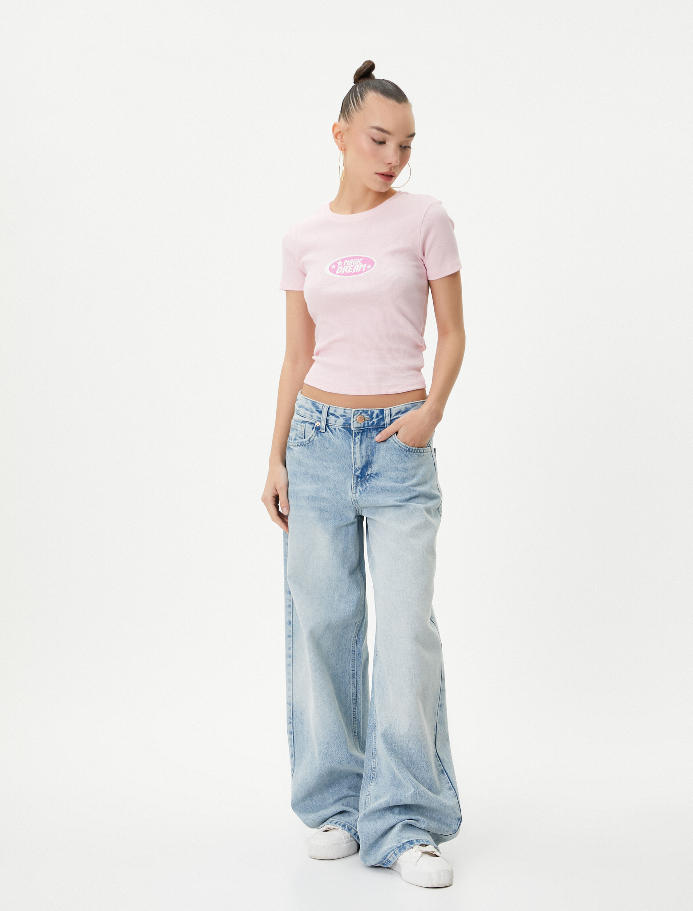   Kısa Kollu Tişört Baskılı Bisiklet Yaka Pamuklu Slim Fit