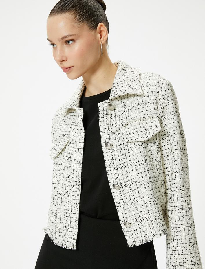  Tüvit Gömlek Ceket Gümüş Düğme Detaylı Kapaklı Cepli