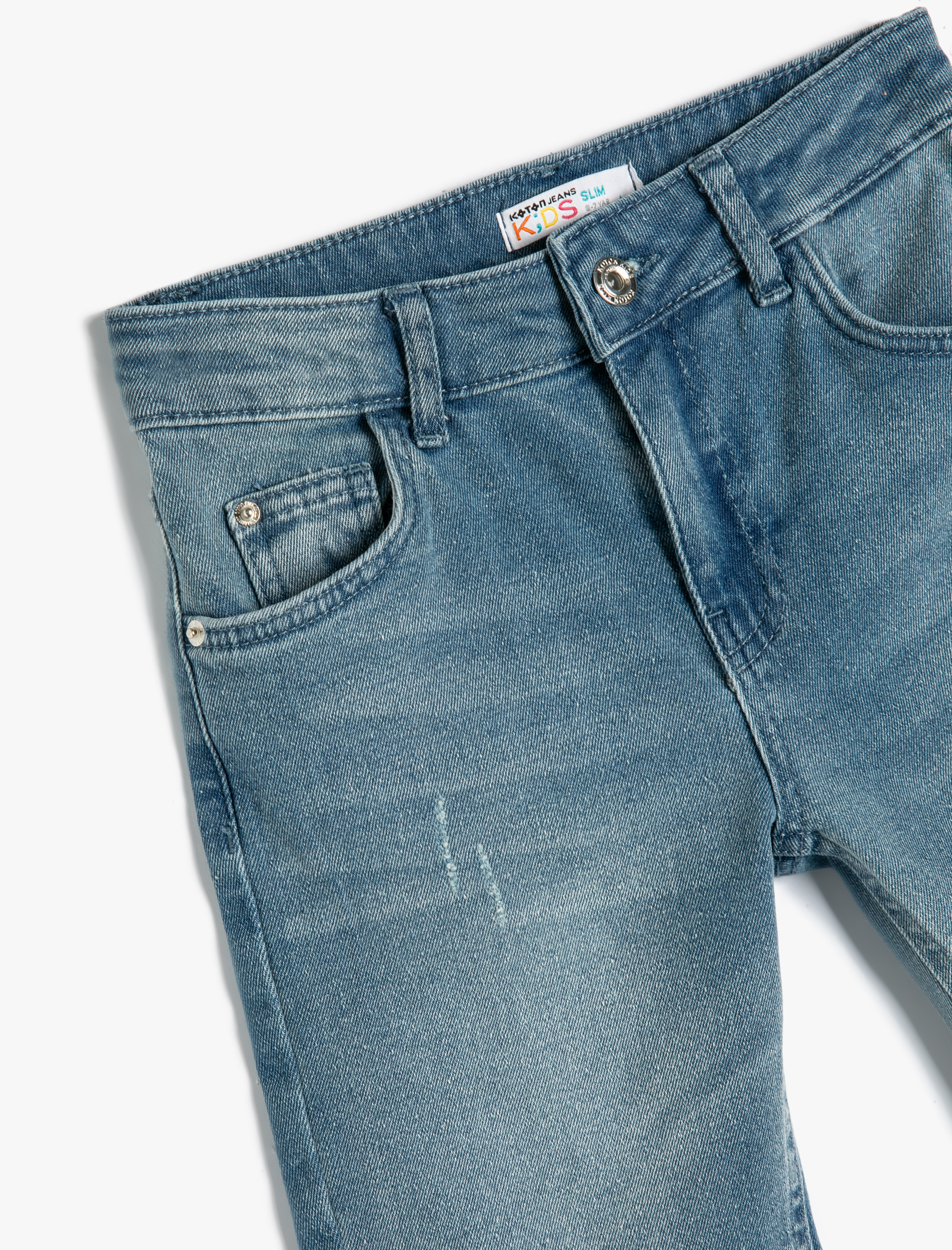  Erkek Çocuk Kot Şort Cepli Destroylu Pamuklu - Slim Fit