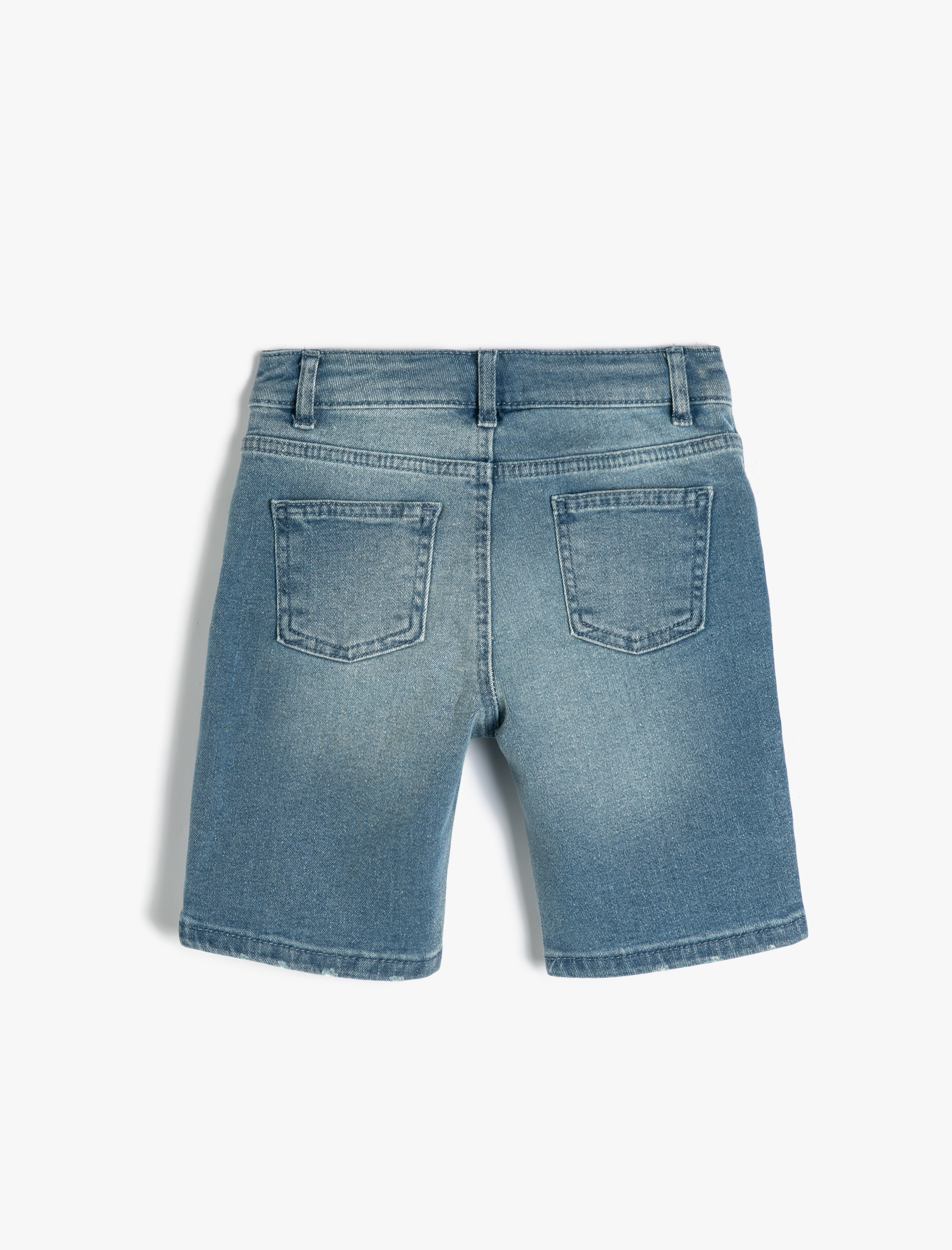  Erkek Çocuk Kot Şort Cepli Destroylu Pamuklu - Slim Fit