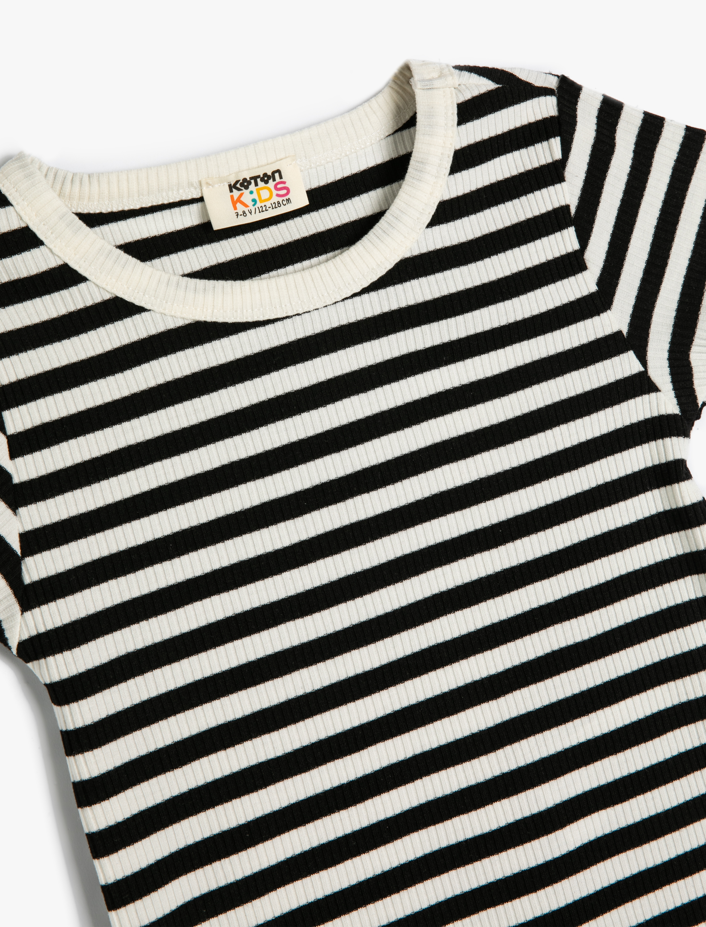  Kız Çocuk Tişört Kısa Kollu Yuvarlak Yaka Ribanalı Pamuklu