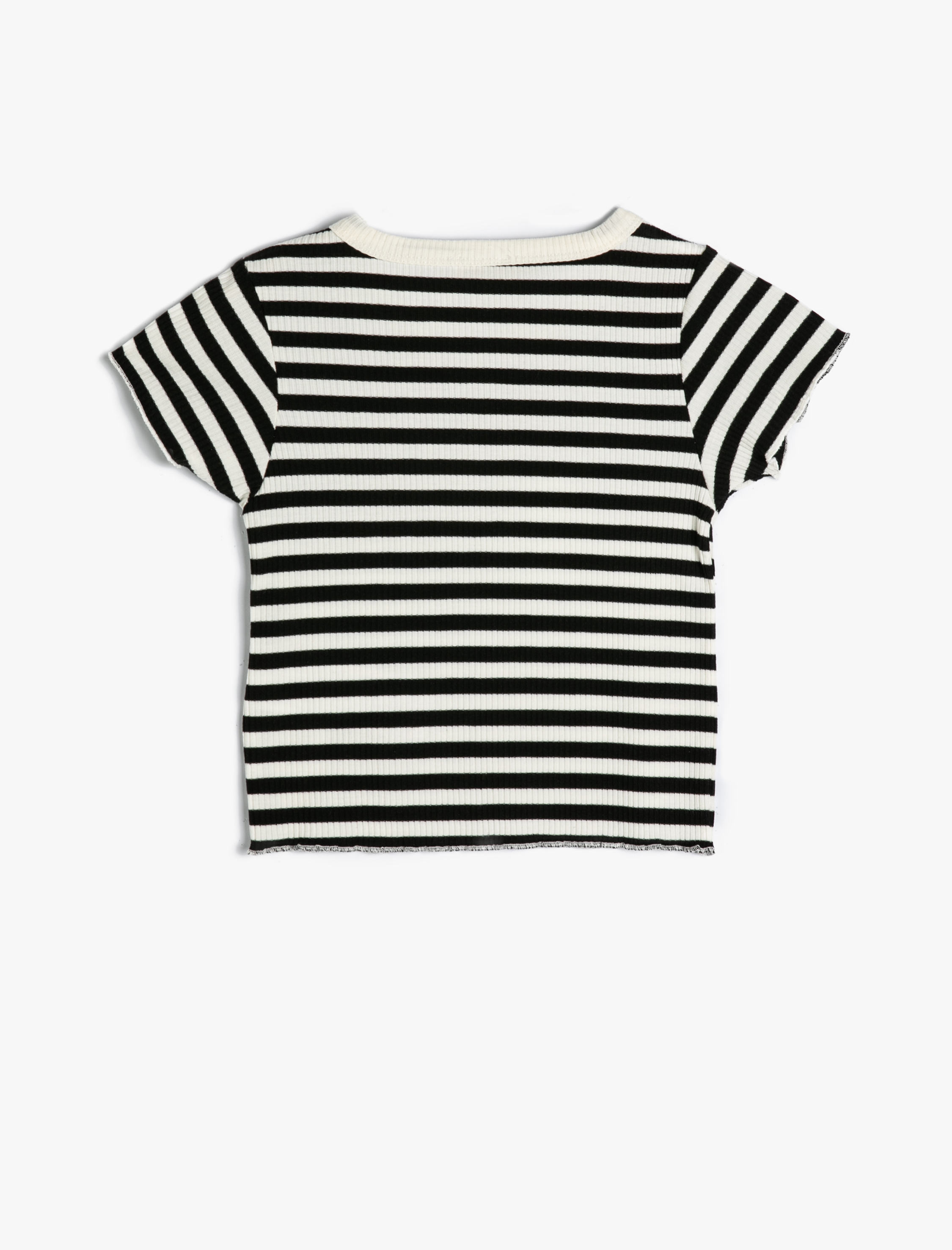  Kız Çocuk Tişört Kısa Kollu Yuvarlak Yaka Ribanalı Pamuklu