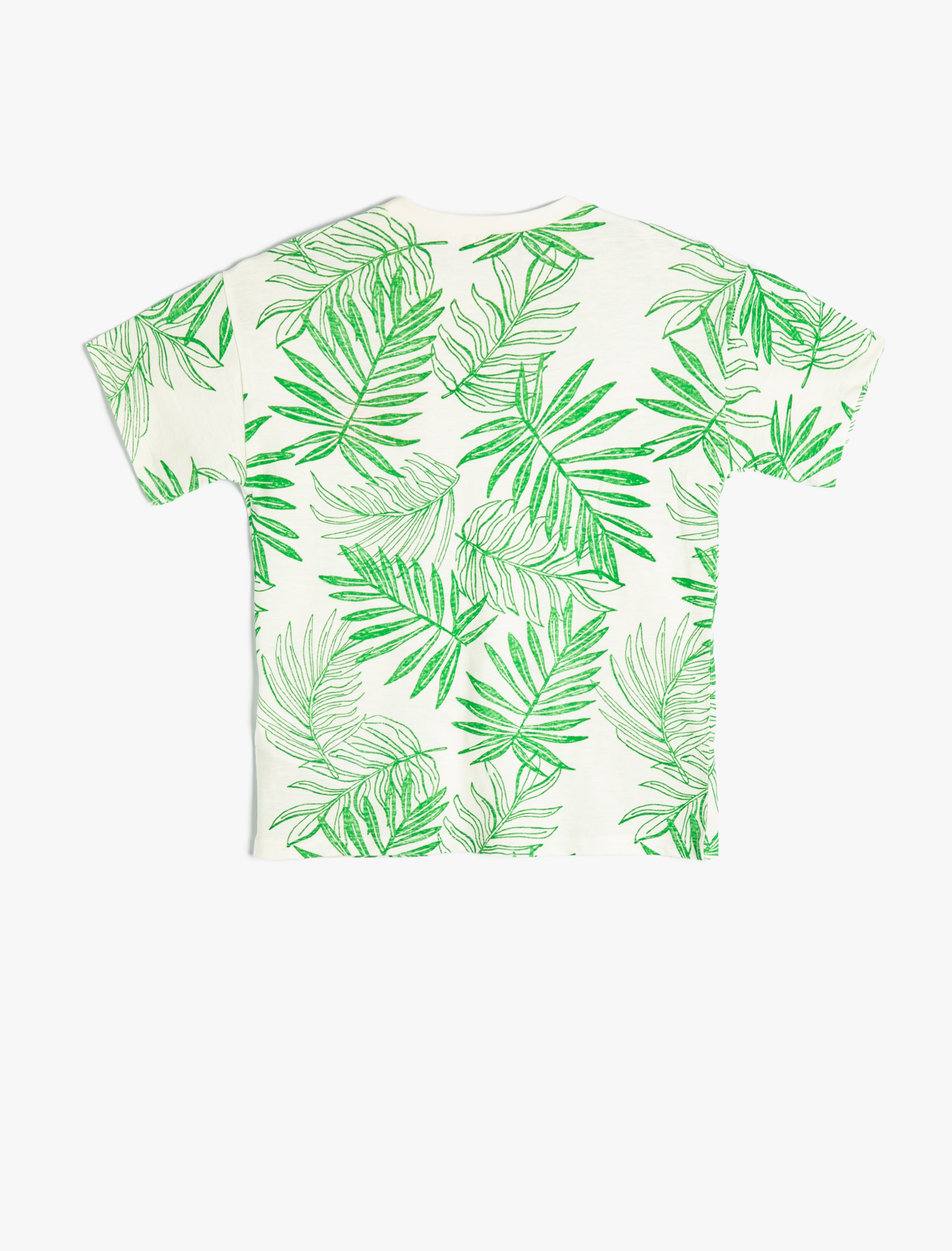  Erkek Çocuk Tişört Bisiklet Yaka Kısa Kollu Tropik Baskılı Pamuklu