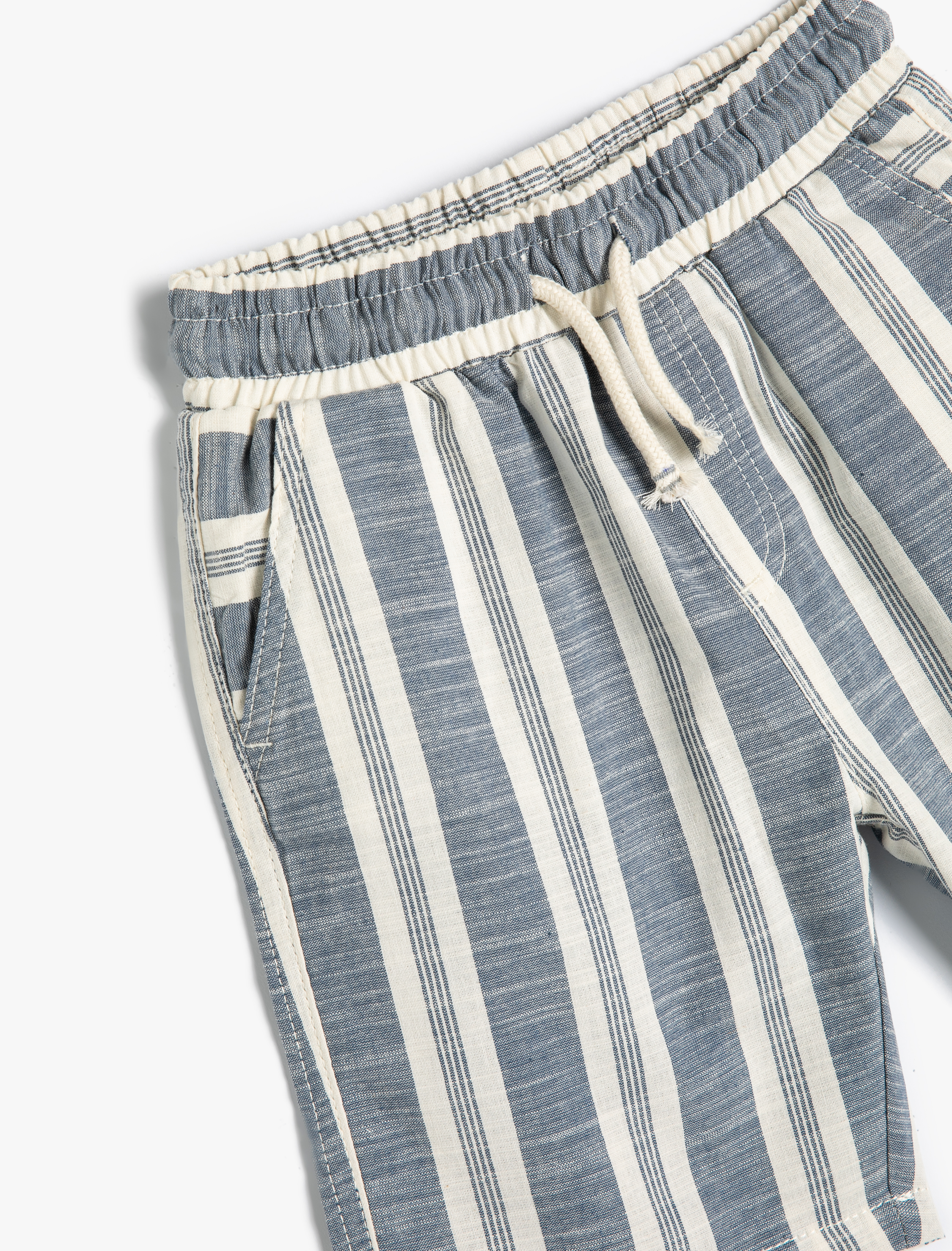  Erkek Çocuk Chino Şort Beli Bağlamalı Cepli Pamuklu