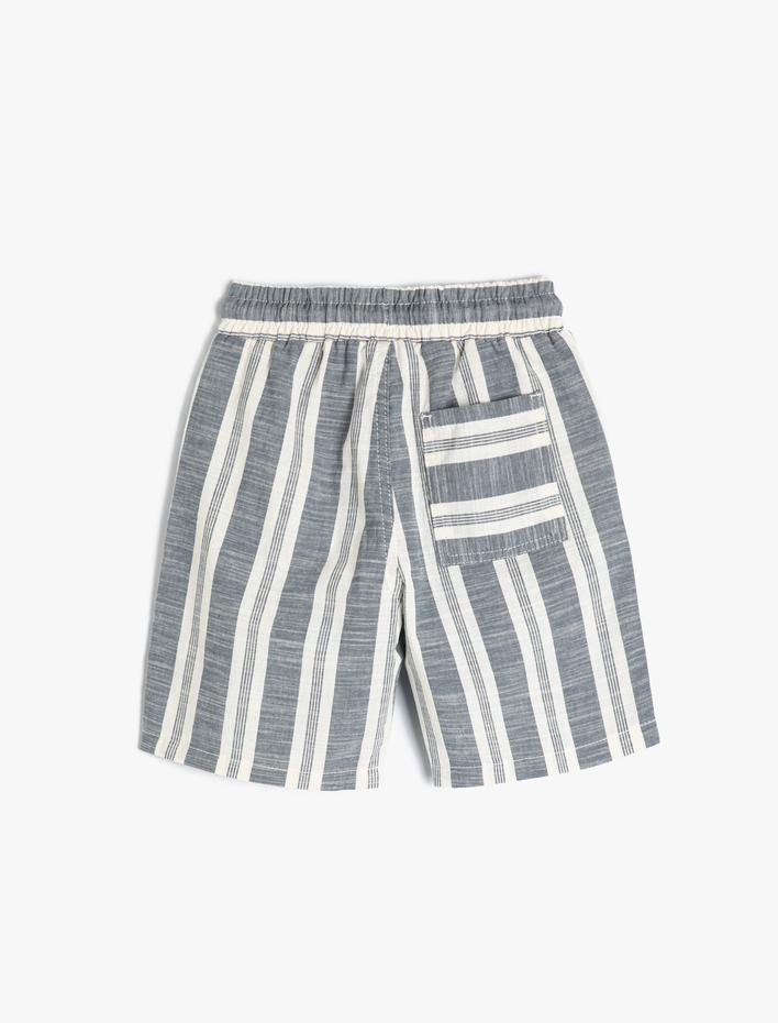 Erkek Çocuk Chino Şort Beli Bağlamalı Cepli Pamuklu