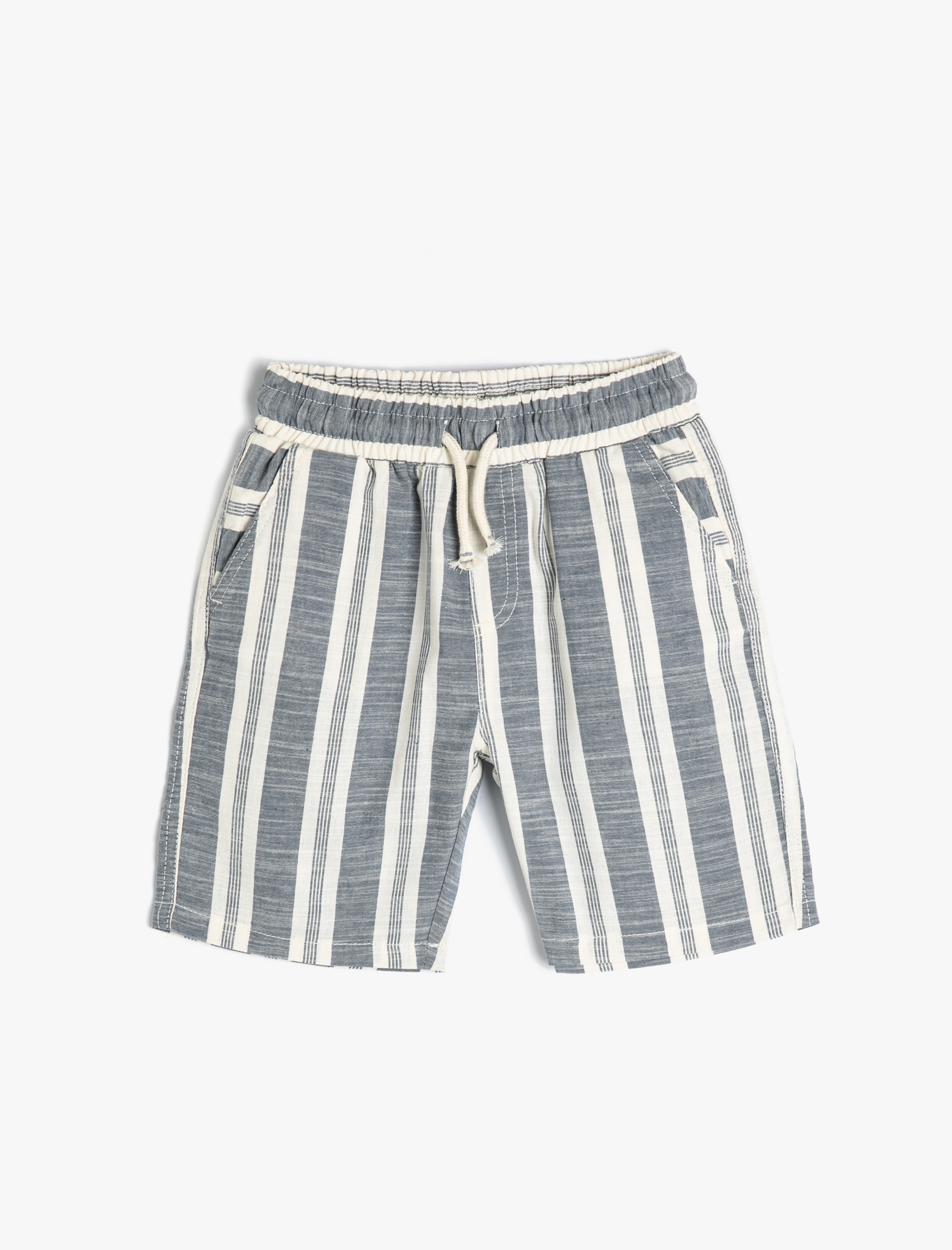  Erkek Çocuk Chino Şort Beli Bağlamalı Cepli Pamuklu