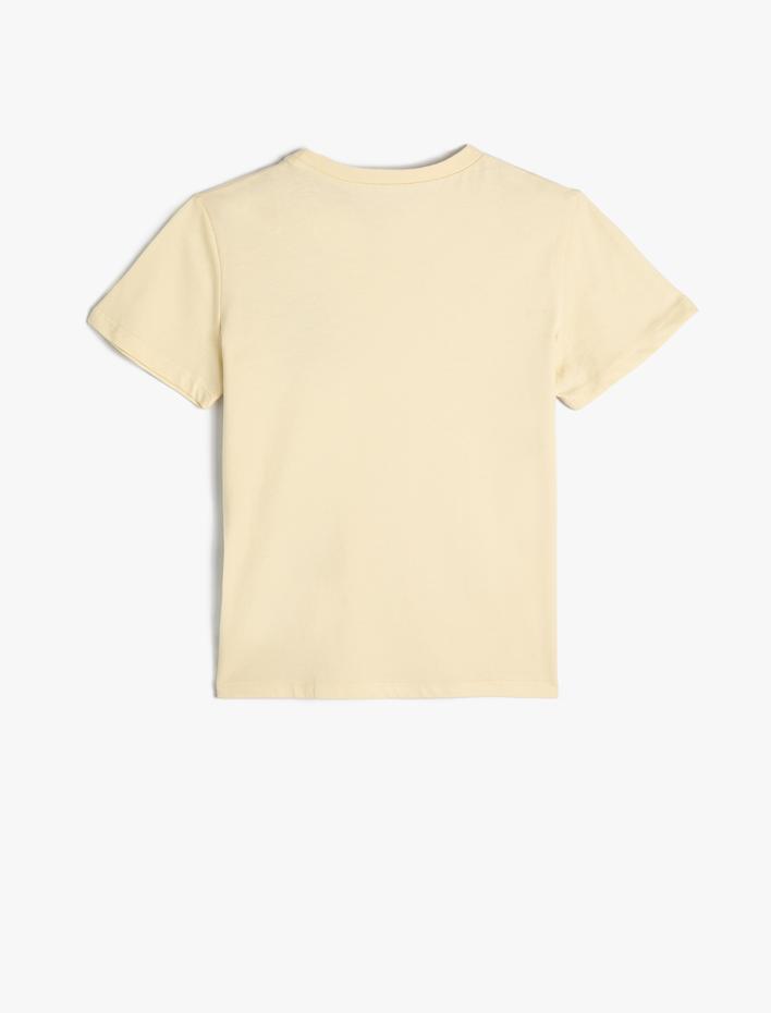 Erkek Çocuk Tişört Kısa Kollu Bisiklet Yaka Baskı Detaylı Pamuklu