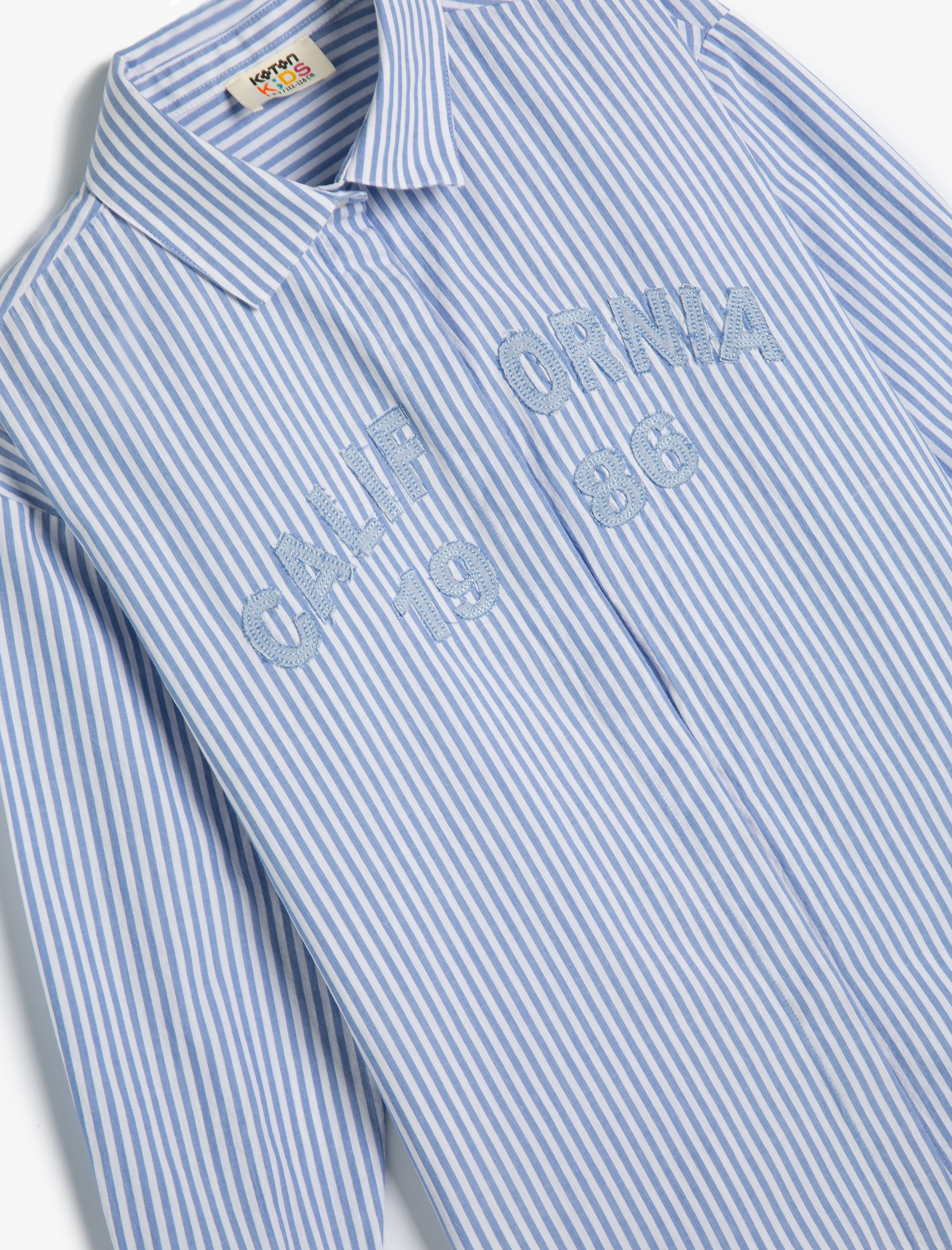  Kız Çocuk Oversize Gömlek Uzun Kollu Aplike Detaylı Pamuklu