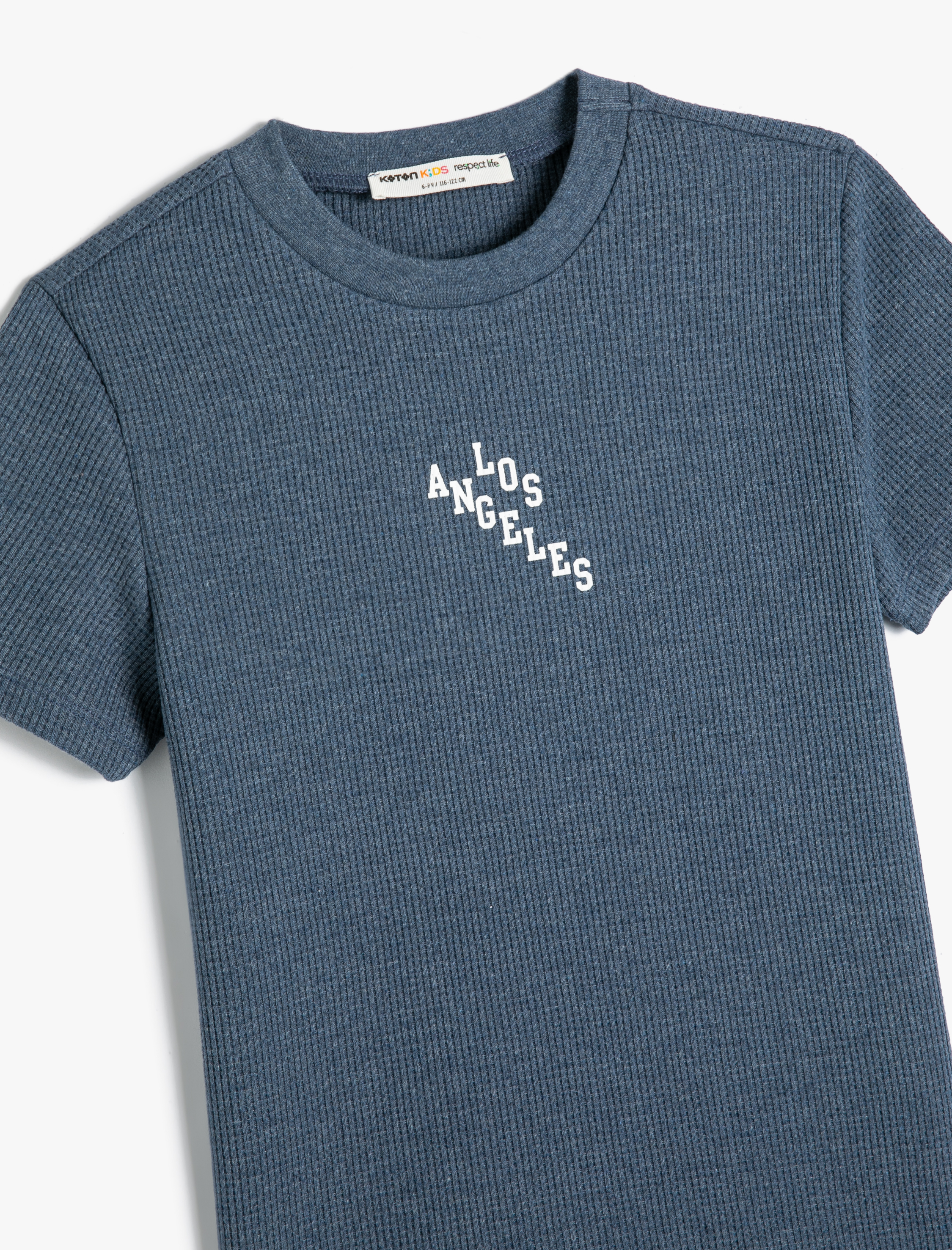  Erkek Çocuk Tişört Los Angeles Baskılı Kısa Kollu Bisiklet Yaka