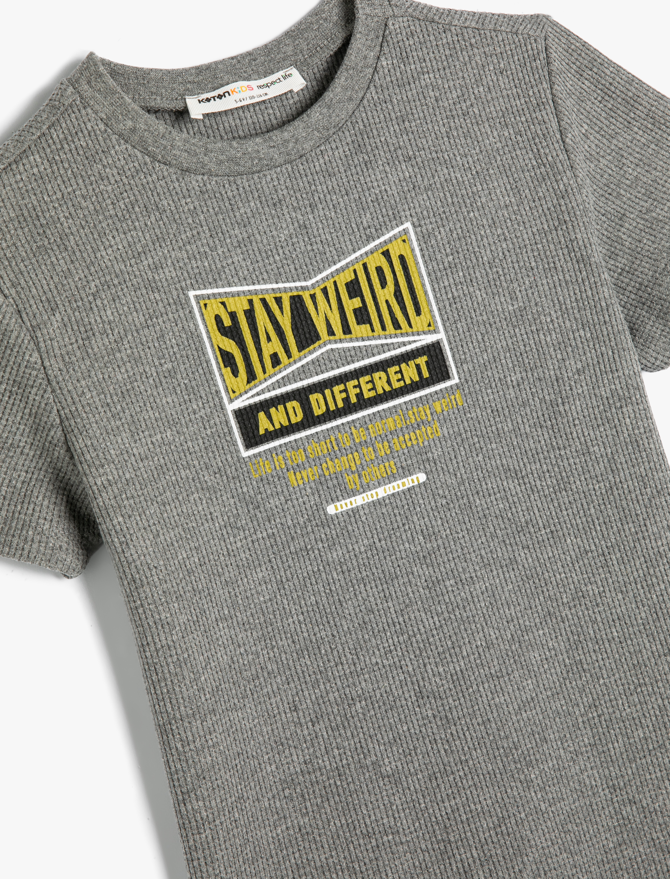  Erkek Çocuk Tişört Slogan Baskılı Kısa Kollu Bisiklet Yaka