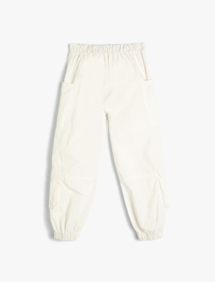 Kız Çocuk Kargo Jogger Kot Pantolon Pamuklu Kapaklı Cep Detaylı