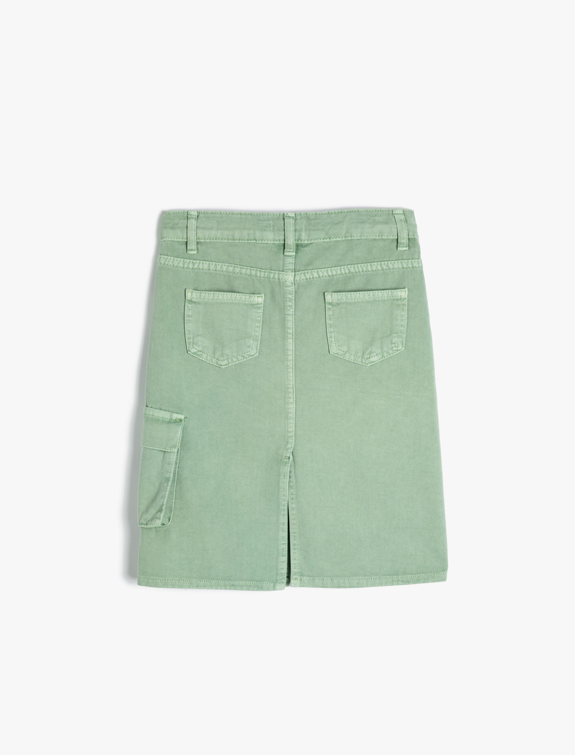  Kız Çocuk Kargo Kot Etek Kapaklı Cep Detaylı Pamuklu