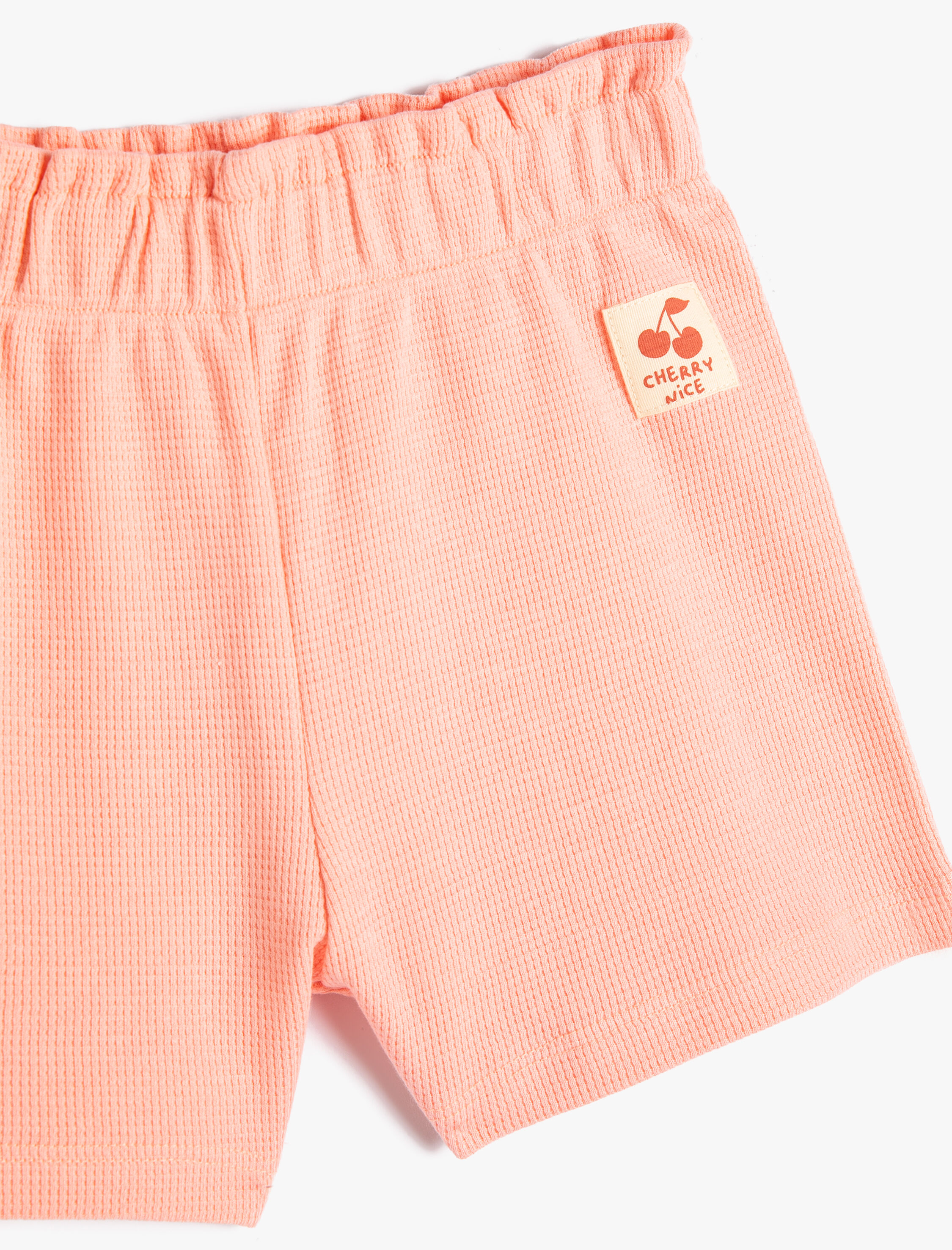 Kız Bebek Şort Beli Lastikli Dokulu Etiket Detaylı Pamuklu