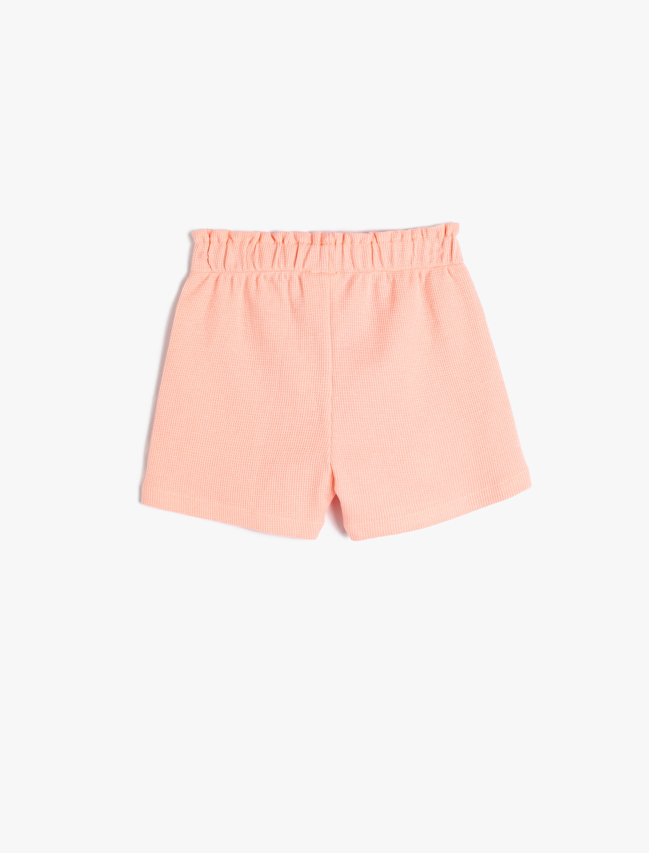  Kız Bebek Şort Beli Lastikli Dokulu Etiket Detaylı Pamuklu