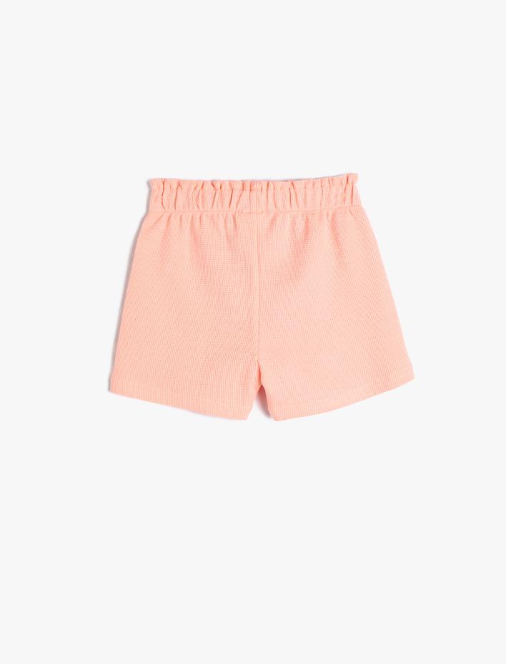 Kız Bebek Şort Beli Lastikli Dokulu Etiket Detaylı Pamuklu