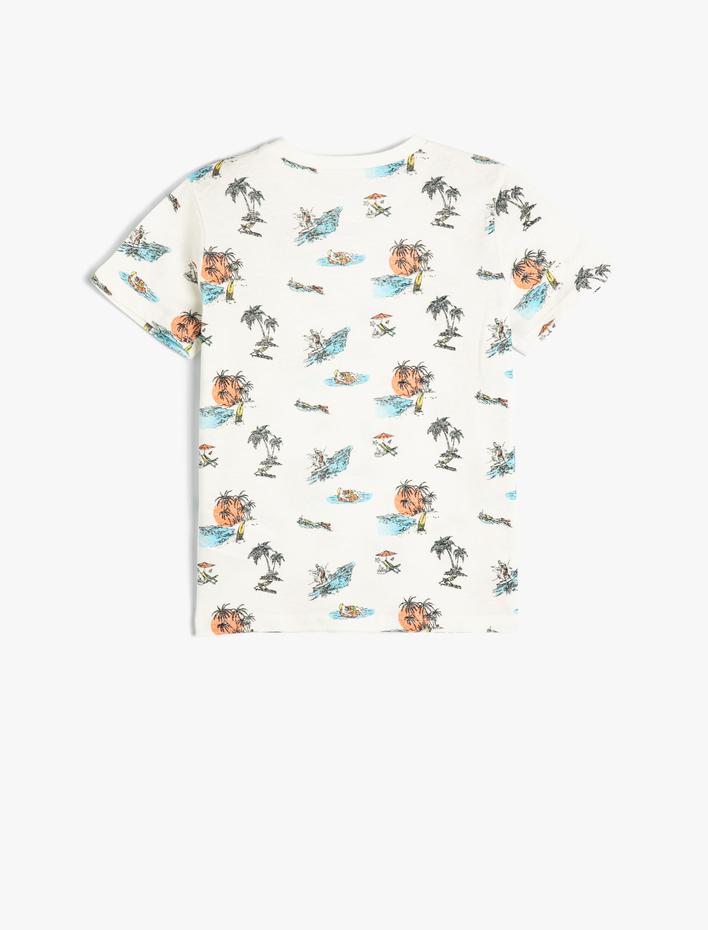 Erkek Çocuk Tişört Kısa Kollu Yaz Temalı Bisiklet Yaka Pamuklu