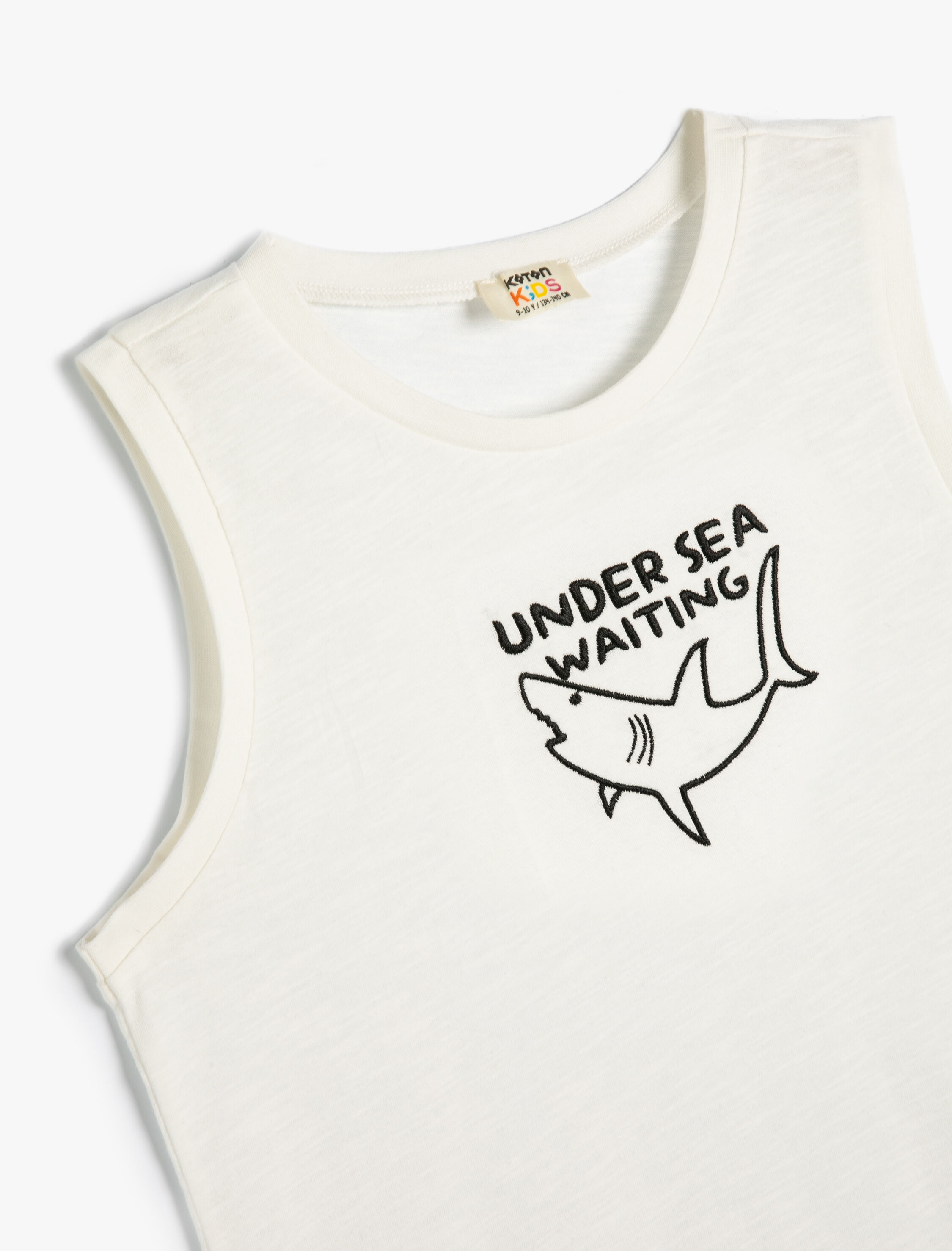  Erkek Çocuk Kolsuz Atlet Bisiklet Yaka Köpekbalığı Baskılı Pamuklu