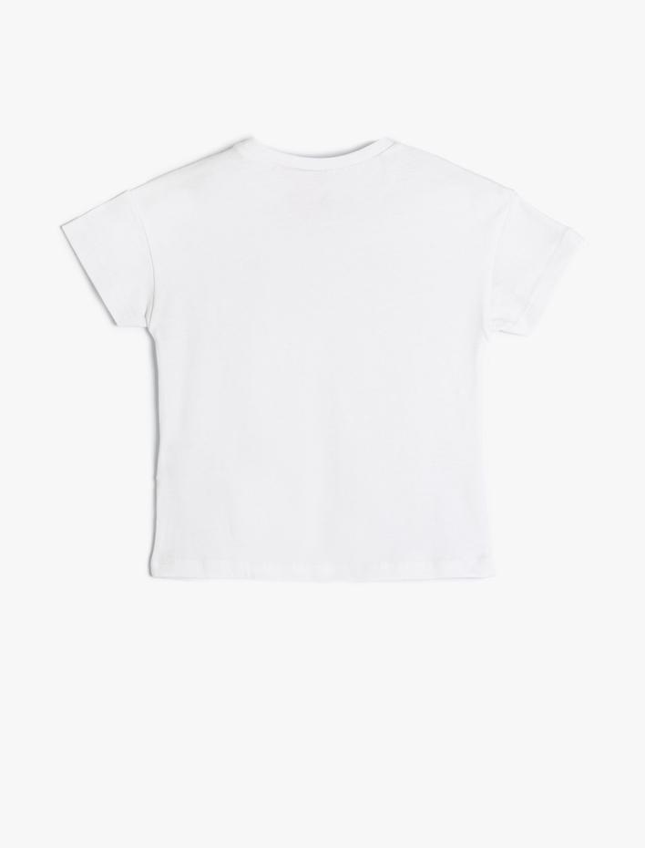 Kız Bebek Tişört Fırfırlı Cep Detaylı Kısa Kollu Pamuklu