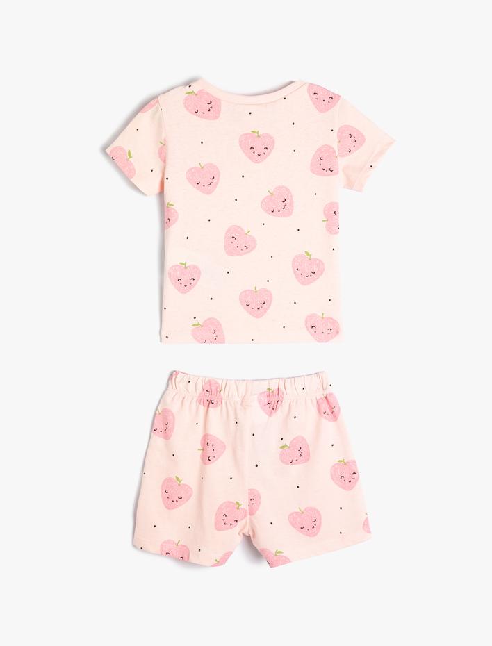 Kız Bebek Şort Tişört Takım Baskılı Pamuklu 2 Parça