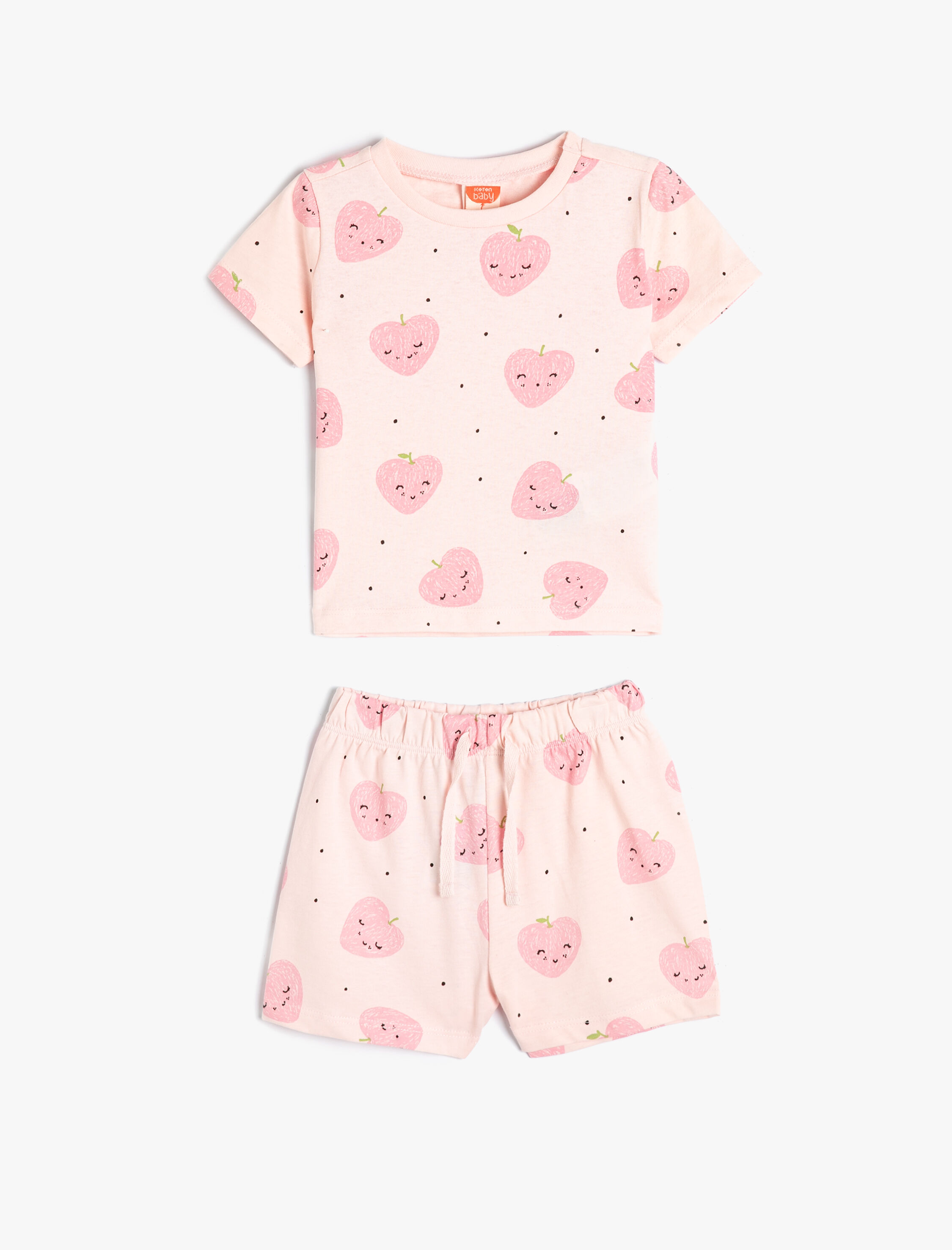  Kız Bebek Şort Tişört Takım Baskılı Pamuklu 2 Parça