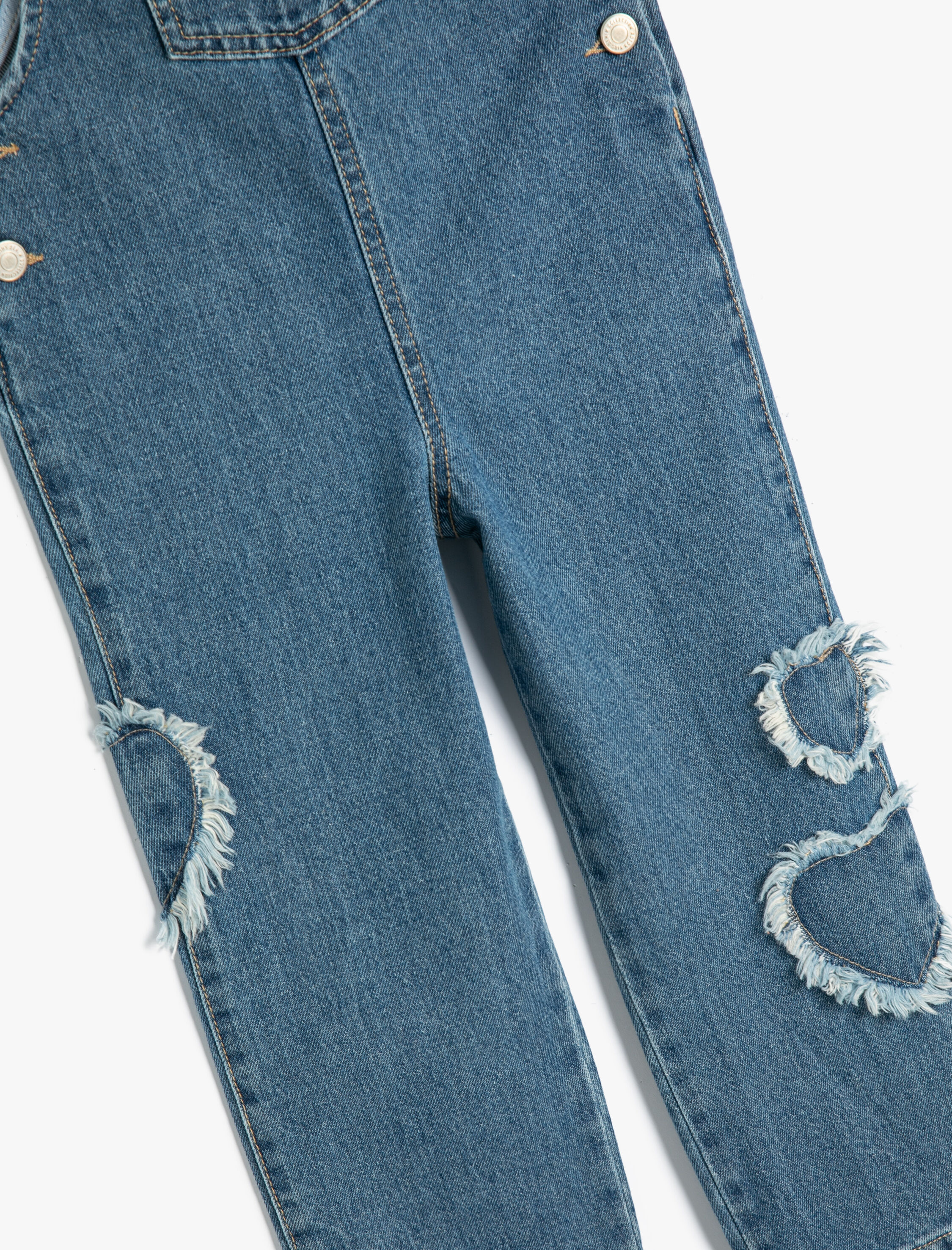  Kız Bebek Kot Tulum Cep Detaylı Kanguru Cepli Pamuklu