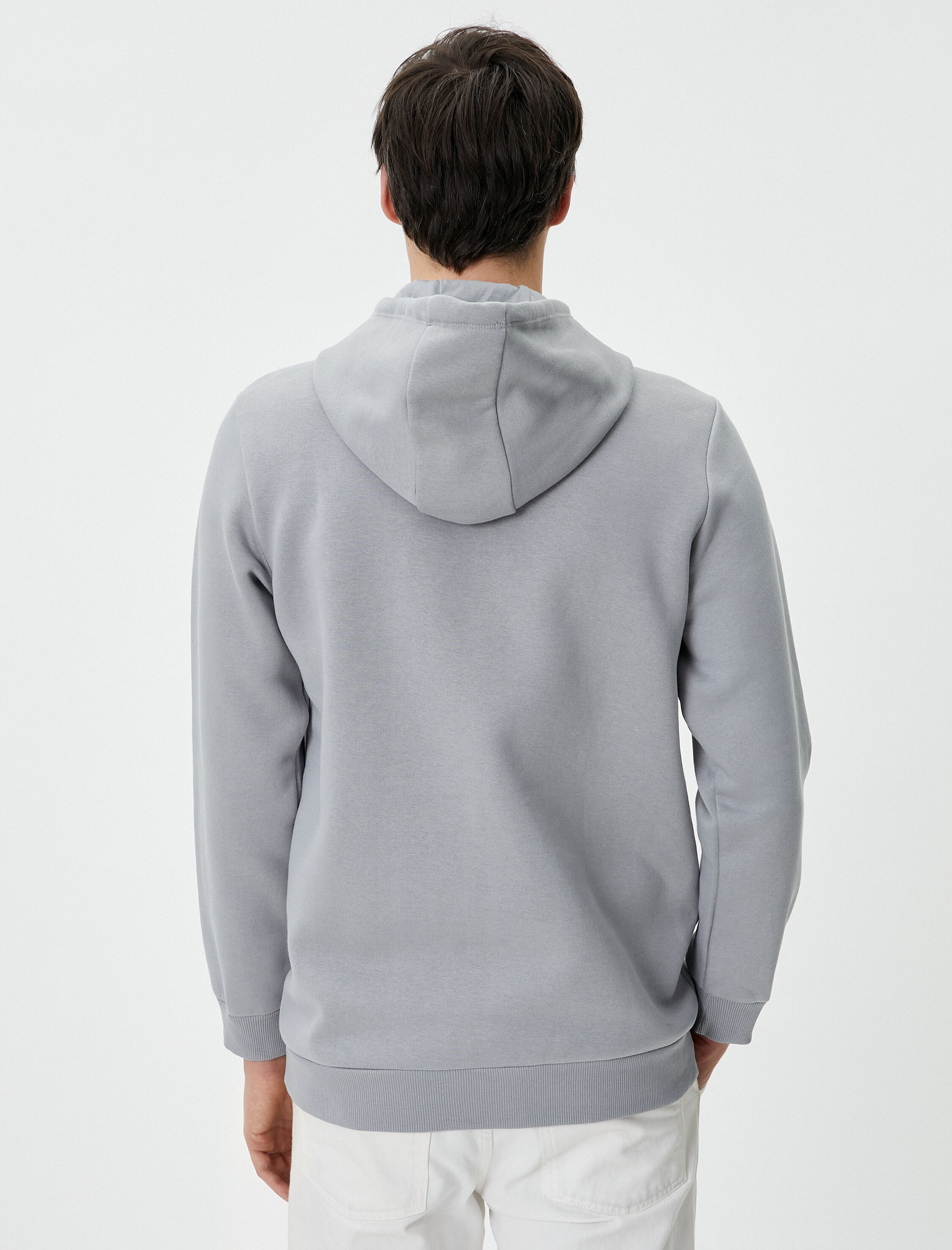   Slogan Baskılı Hoodie Kanguru Cep Detaylı Kapşonlu Şardonlu