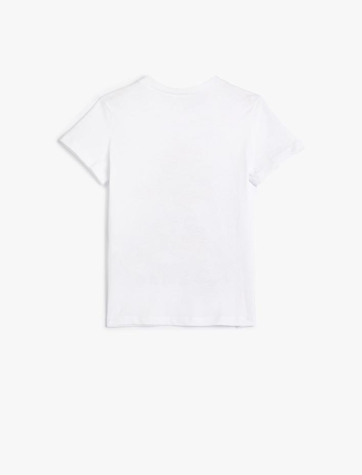 Erkek Çocuk Tişört Beyzbol Baskılı Kısa Kollu Bisiklet Yaka Pamuklu