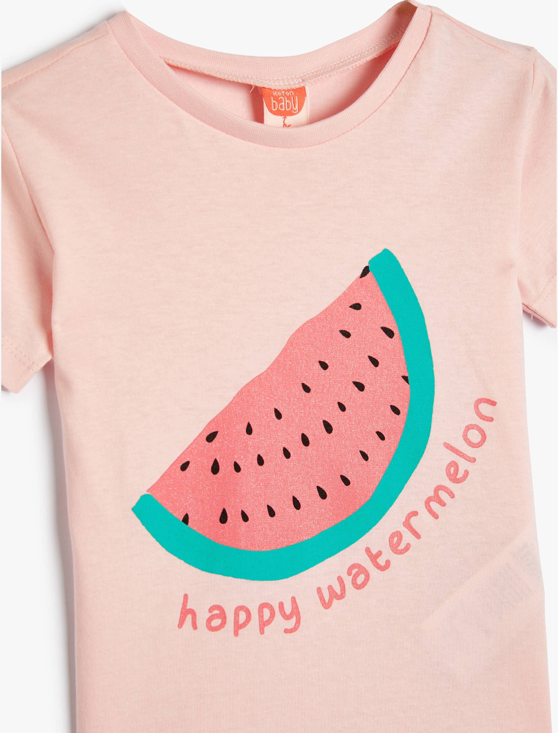  Kız Bebek Tişört Karpuz Baskılı Kısa Kollu Pamuklu