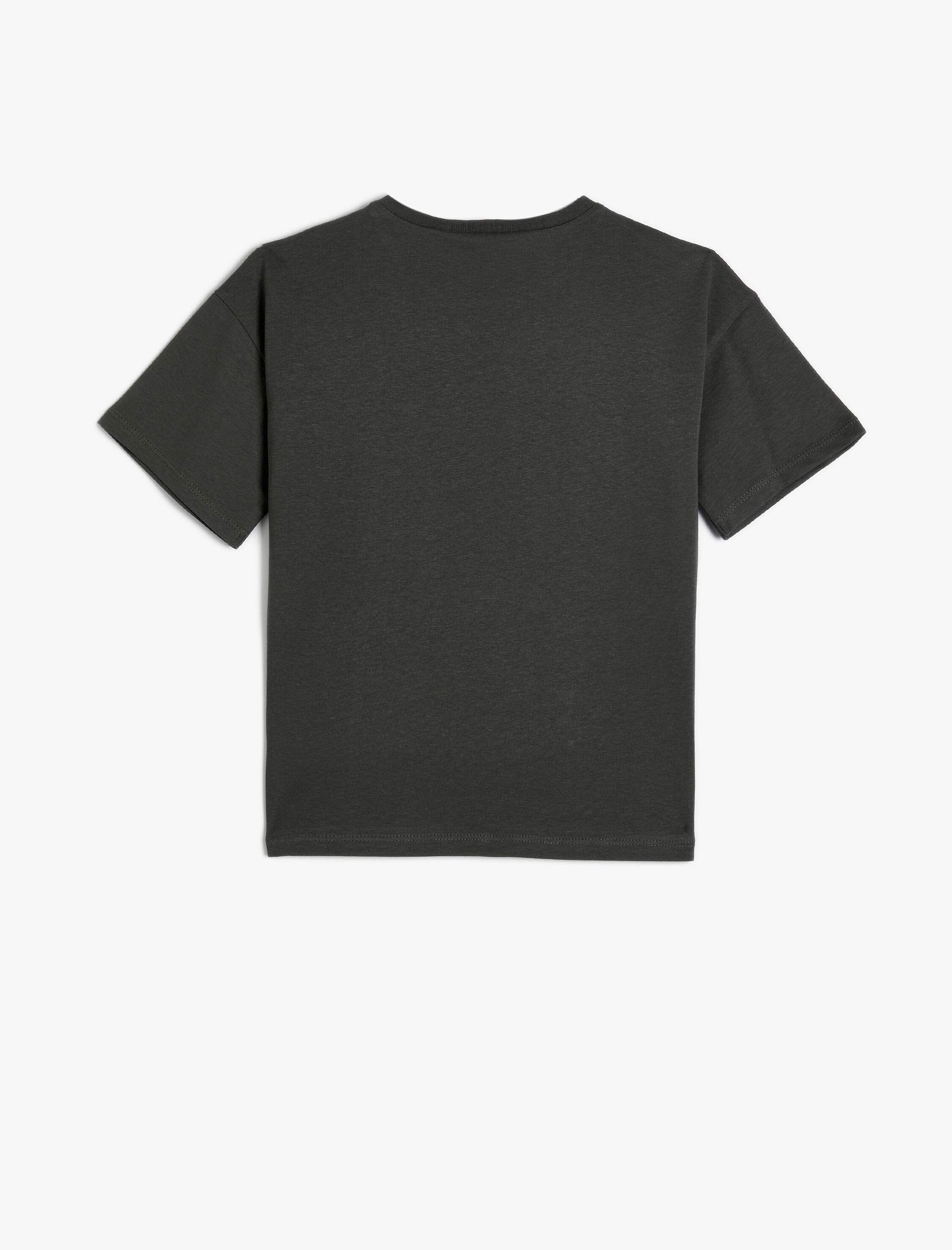  Kız Çocuk Oversize Tişört Kısa Kollu Bisiklet Yaka Kedi Baskılı Pamuklu