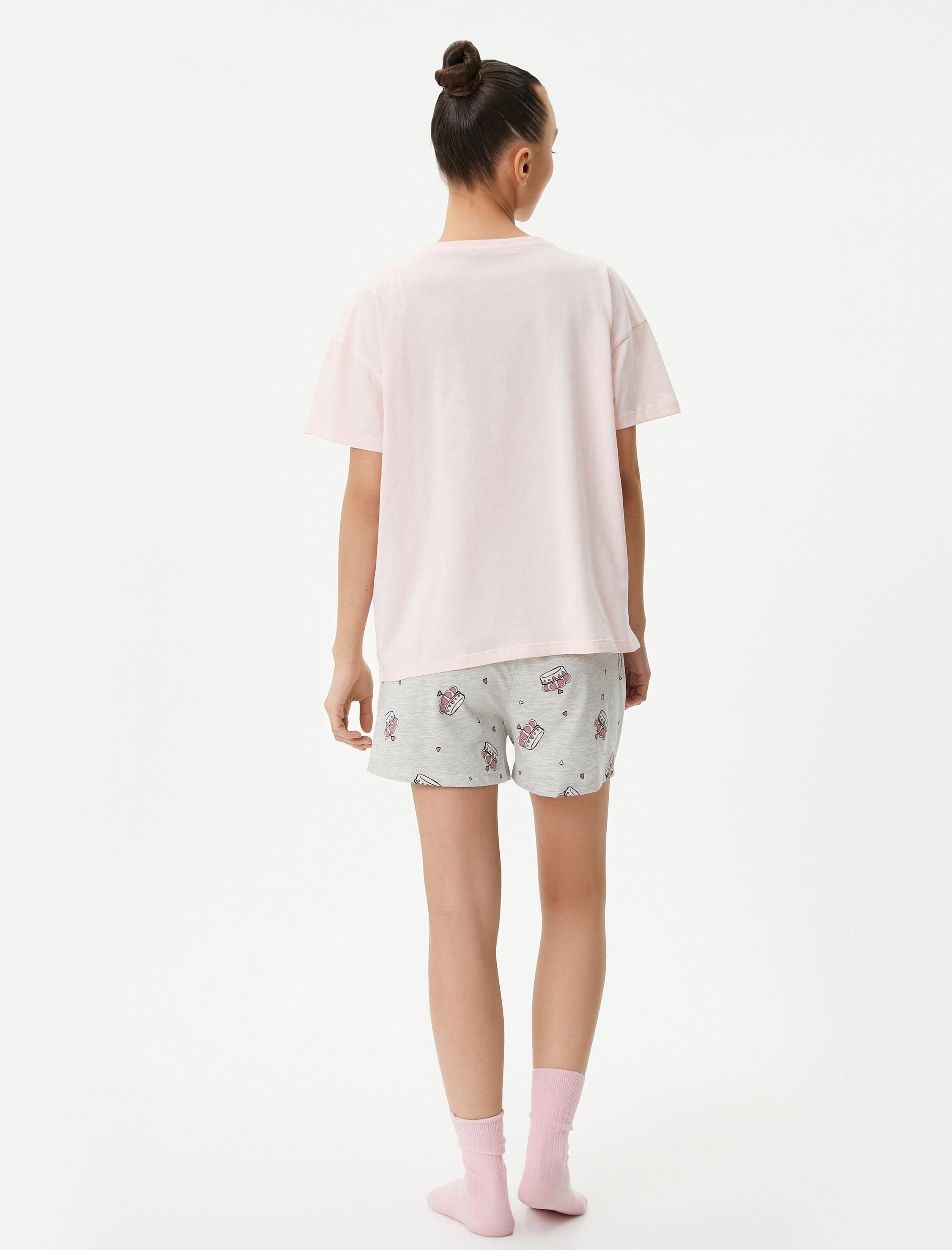   Şortlu Pijama Takımı Kahve Baskılı Kısa Kollu