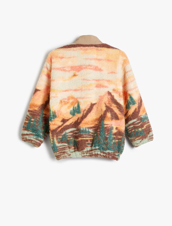 Kız Çocuk Peluş Ceket Fermuarlı Dik Yaka Cepli Paraşüt Kumaş Detaylı