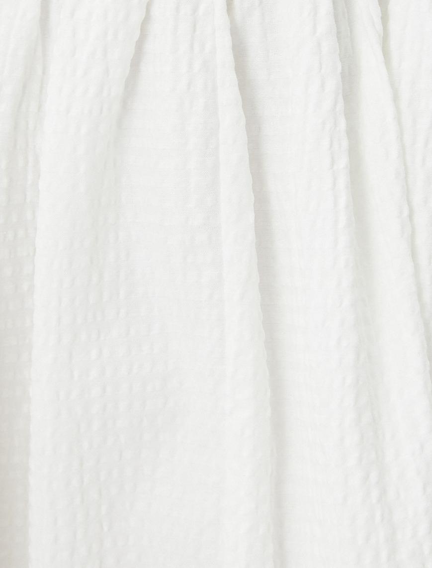   Askılı Mini Elbise Astarlı Kruvaze Yaka Fırfır Detaylı Gipeli Katlı
