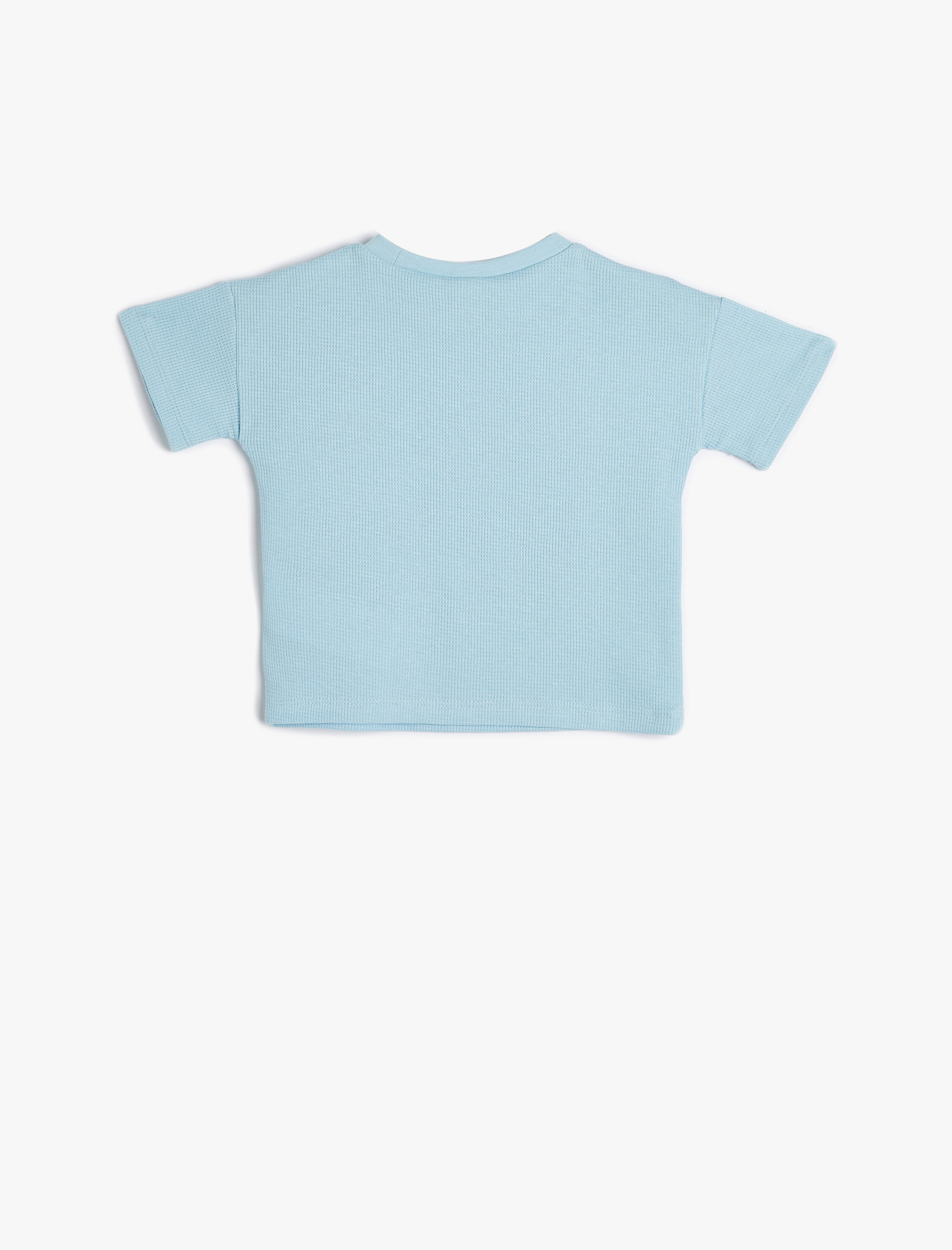  Erkek Bebek Basic Tişört Kısa Kollu Güneş İşlemeli Bisiklet Yaka Pamuklu