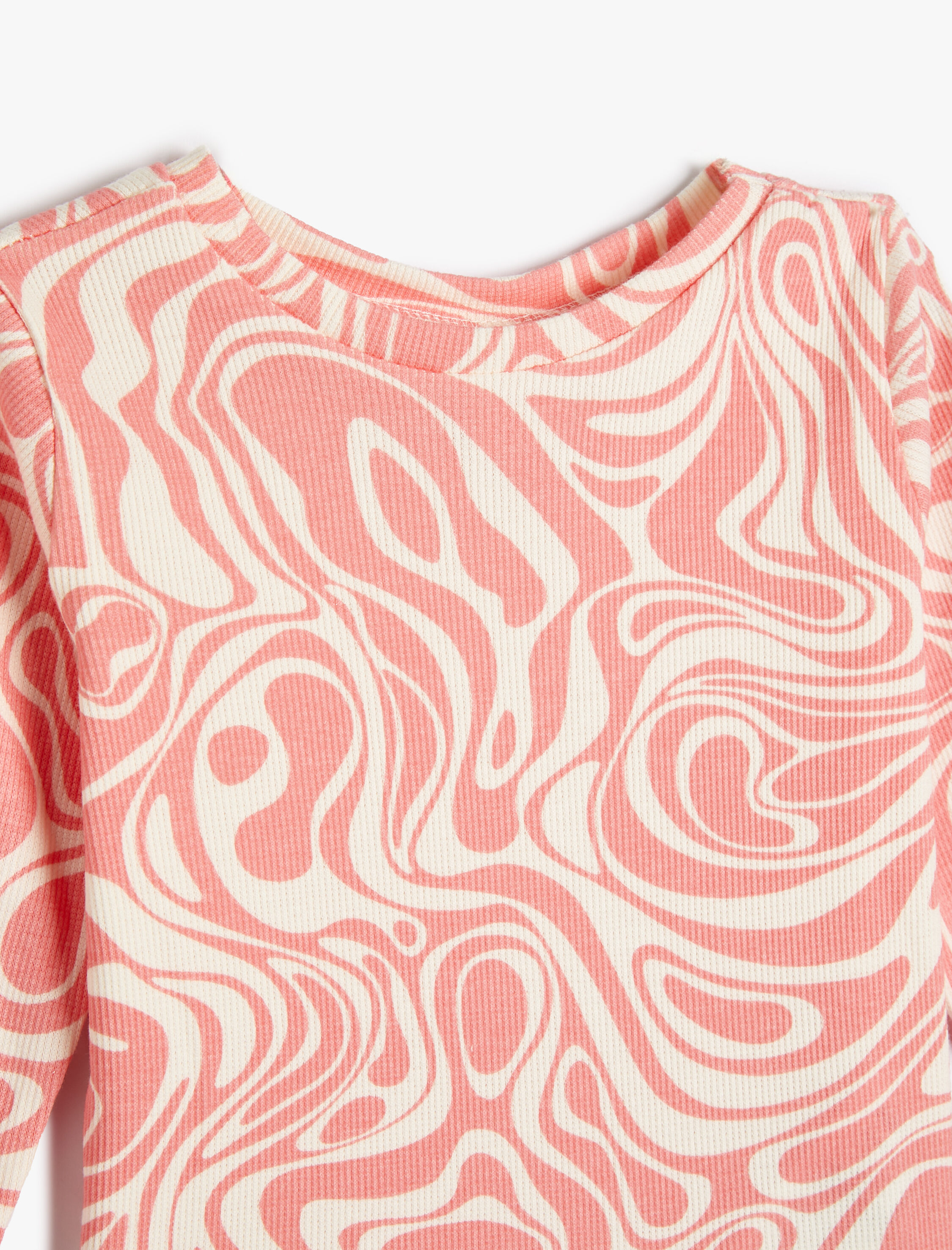  Kız Bebek Tişört Batik Desenli Uzun Kollu Bisiklet Yaka Pamuklu