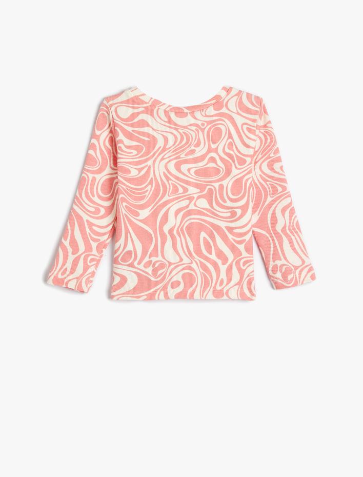 Kız Bebek Tişört Batik Desenli Uzun Kollu Bisiklet Yaka Pamuklu